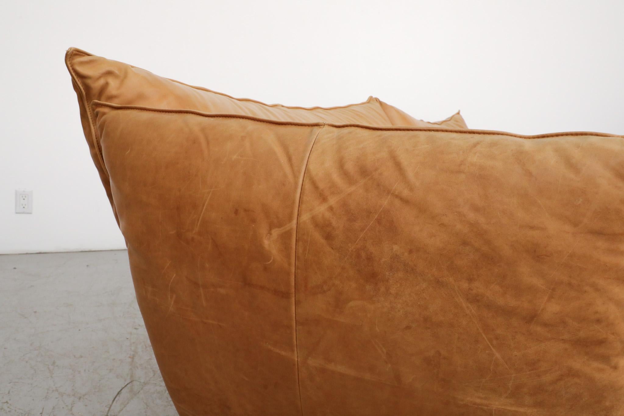 Metal Gerard Van Den Berg style butterscotch 3 seater sofa for Jess For Sale