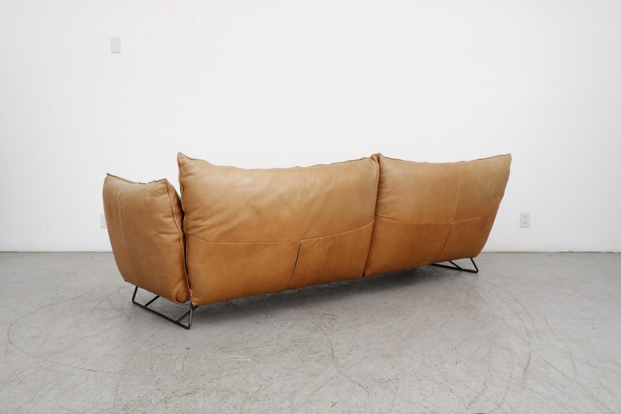 Mid-Century Modern Gerard Van Den Berg style butterscotch 3 seater sofa for Jess For Sale