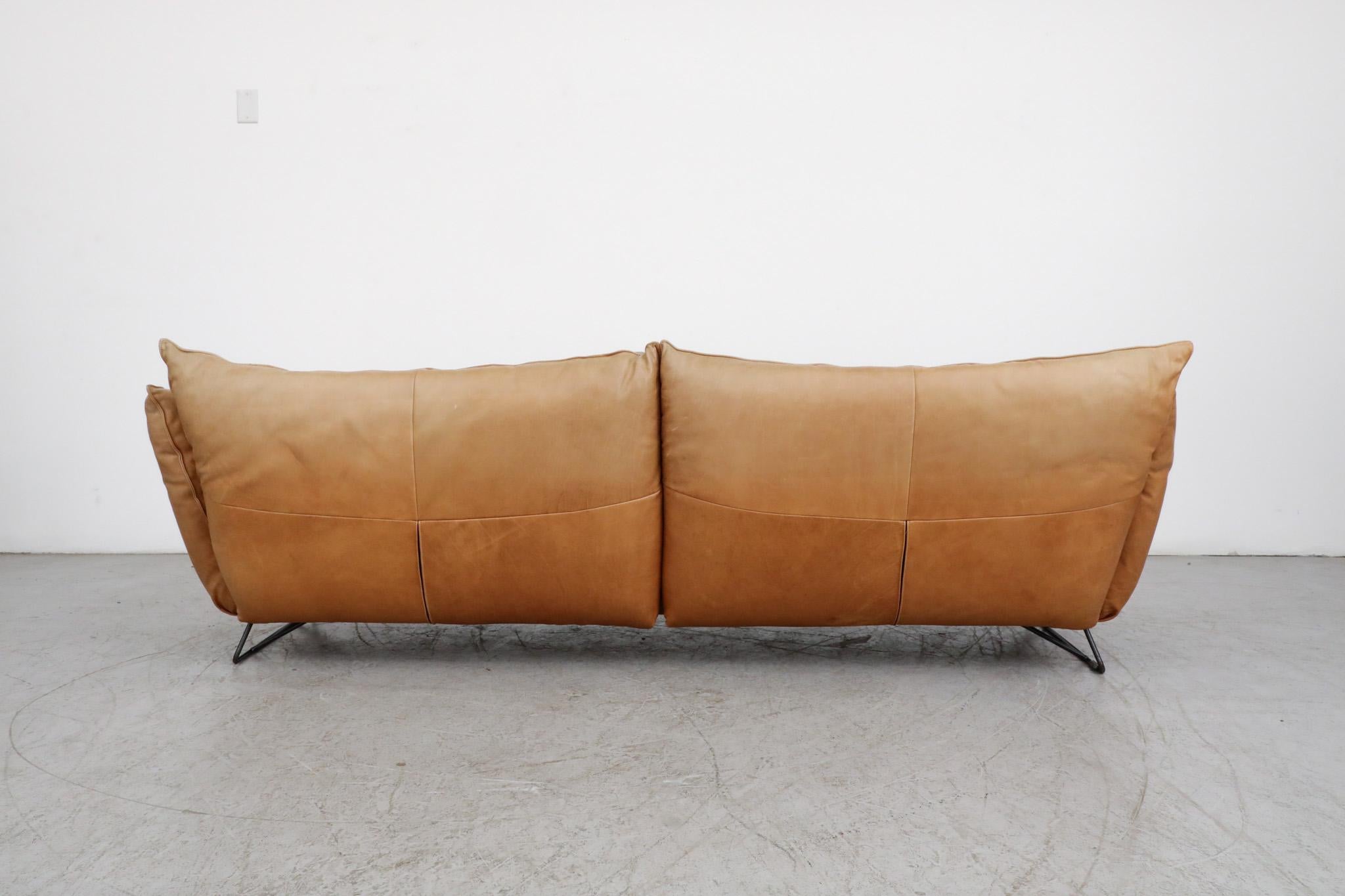 Dutch Gerard Van Den Berg style butterscotch 3 seater sofa for Jess For Sale