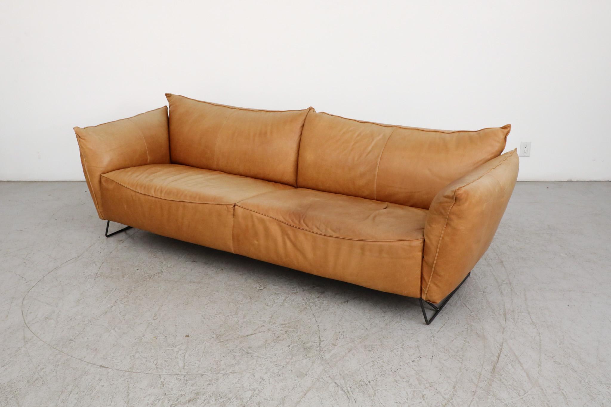 Enameled Gerard Van Den Berg style butterscotch 3 seater sofa for Jess For Sale