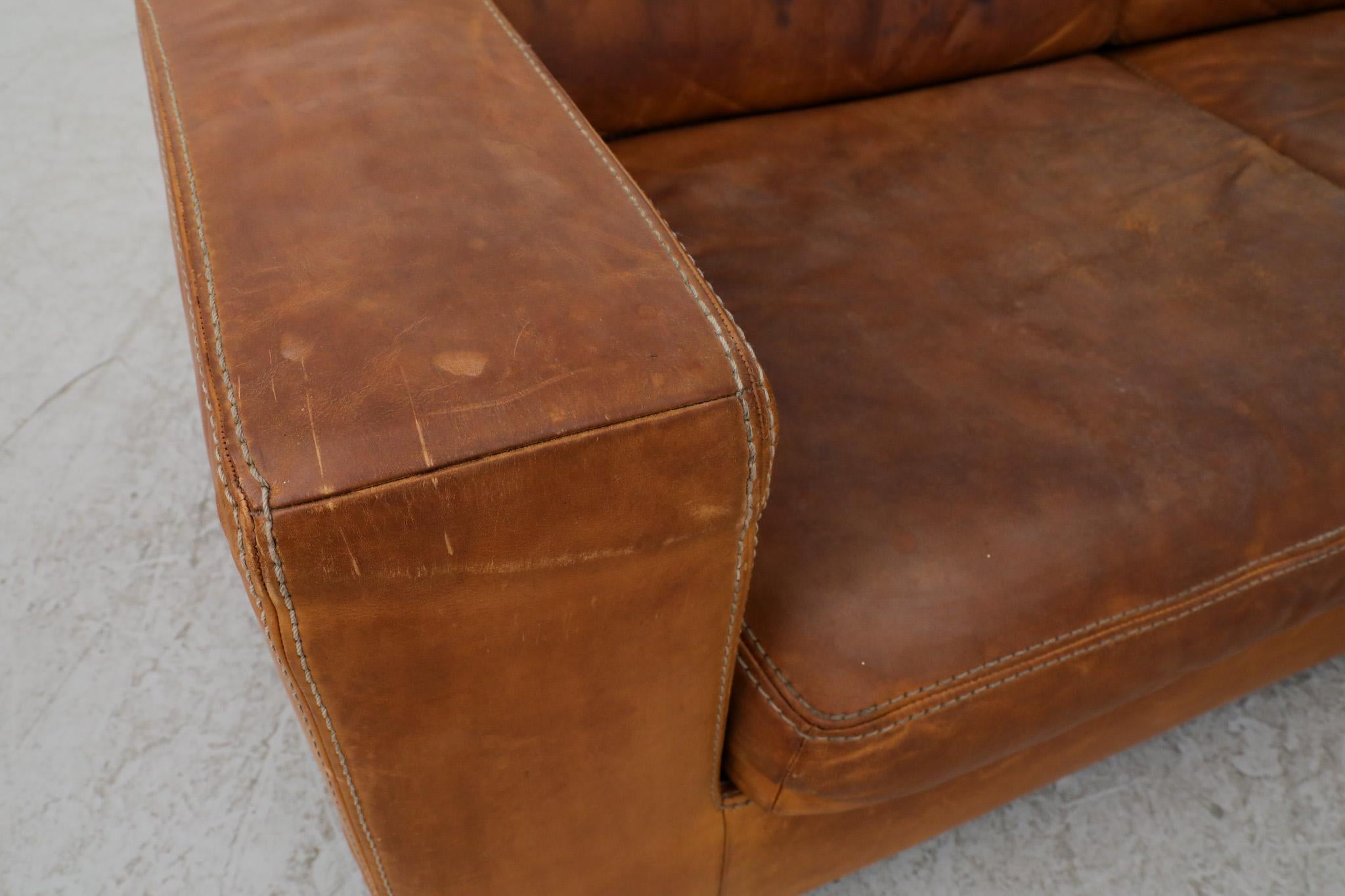Gerard van den Berg Style soft Form Cognac Leather Love Seat by Durlet 5