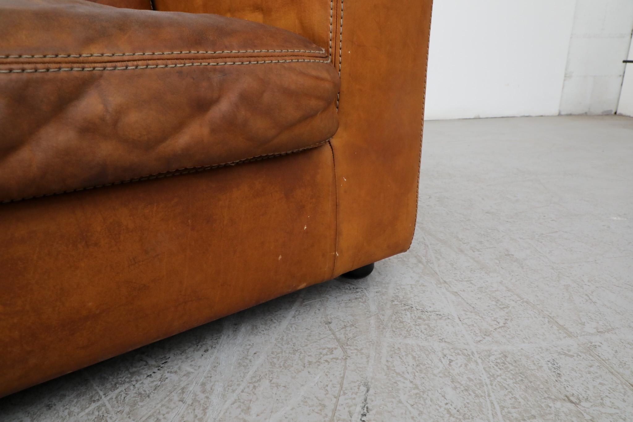 Gerard van den Berg Style soft Form Cognac Leather Love Seat by Durlet 6