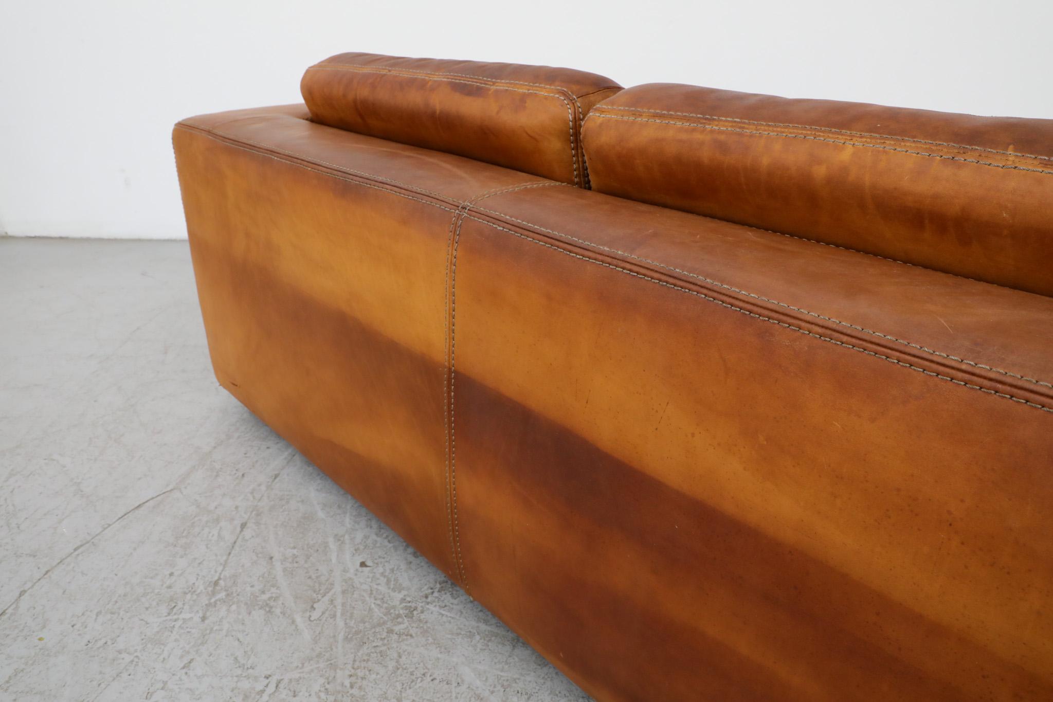 Gerard van den Berg Style soft Form Cognac Leather Love Seat by Durlet 8