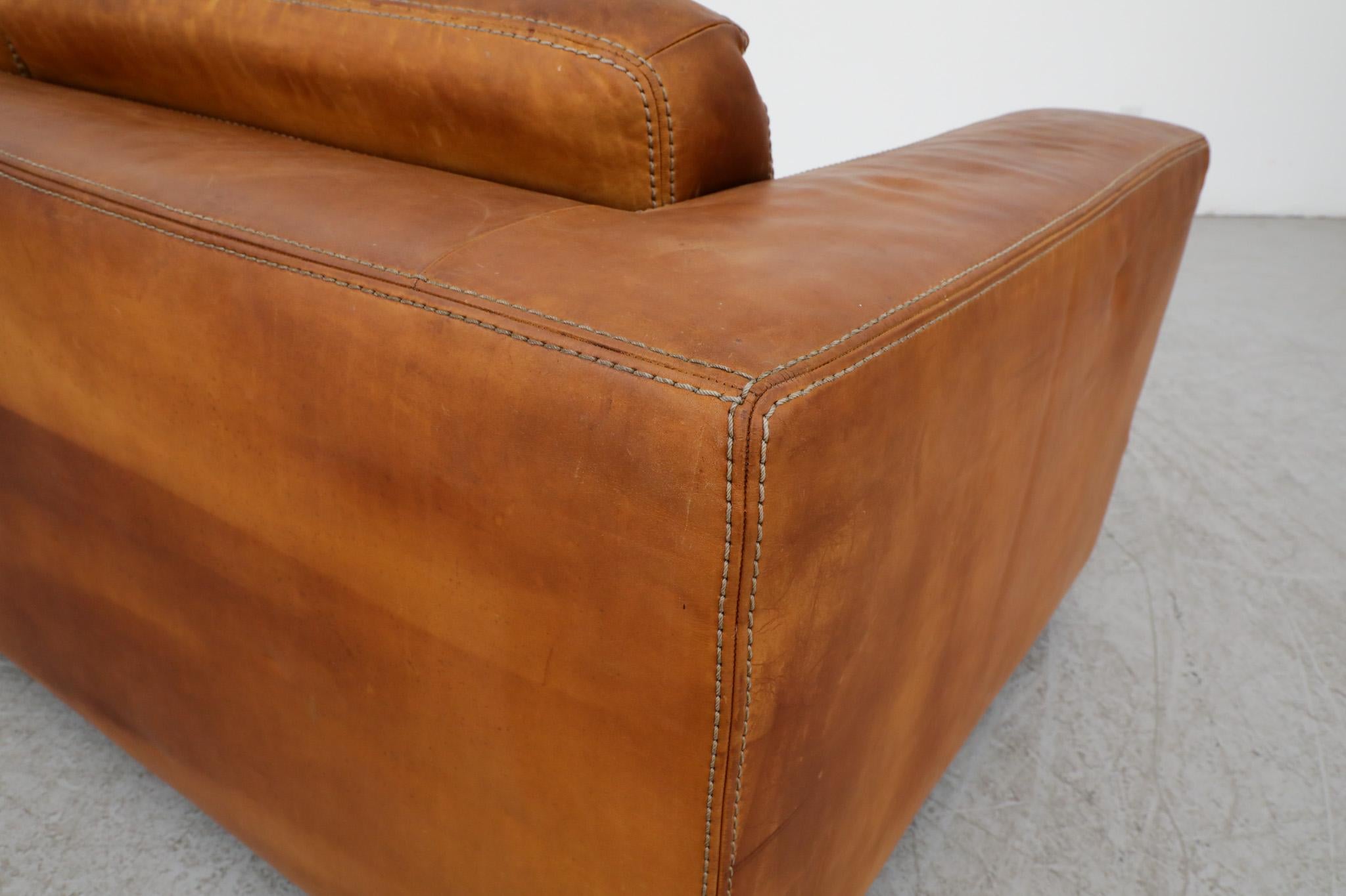 Gerard van den Berg Style soft Form Cognac Leather Love Seat by Durlet 9