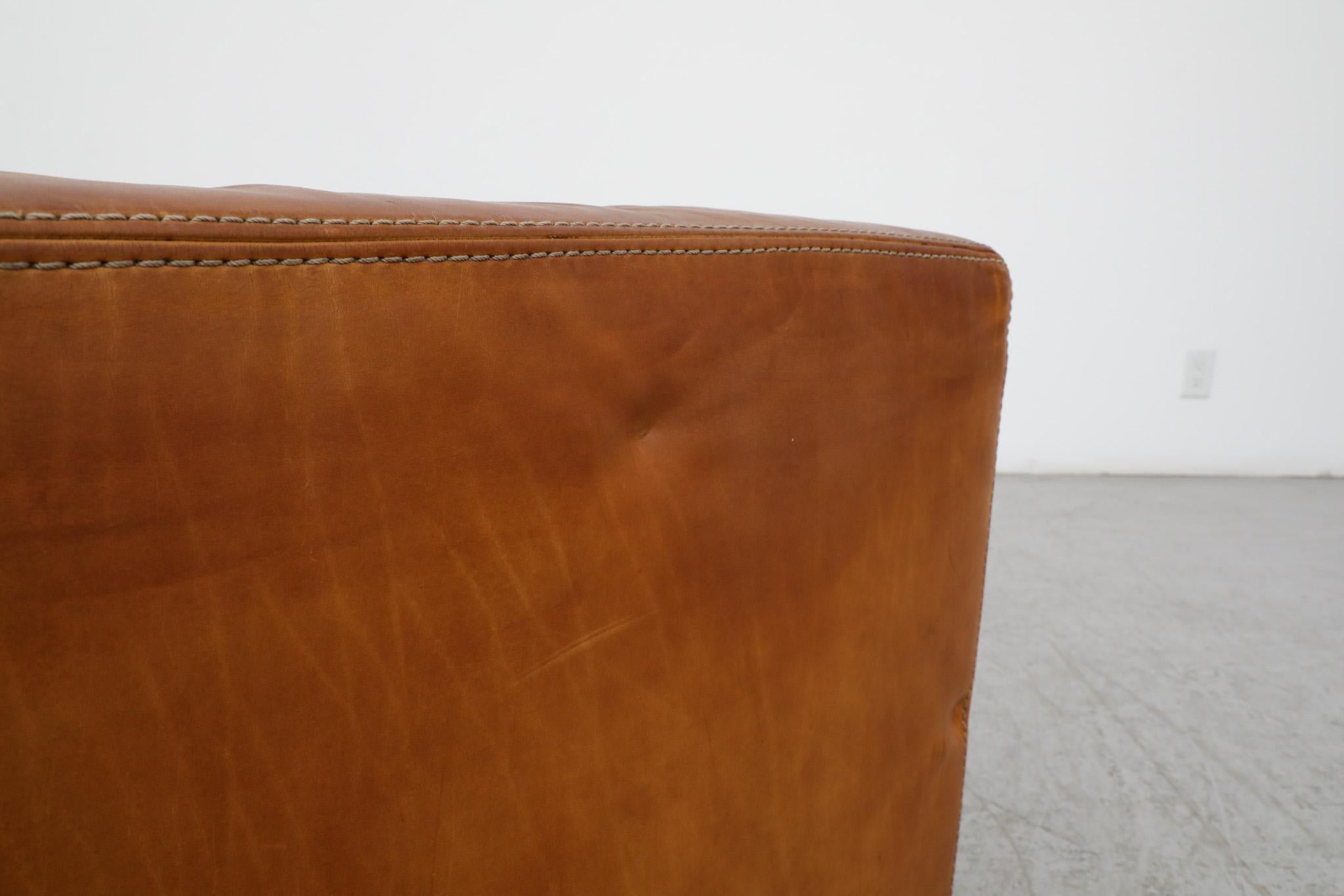 Gerard van den Berg Style soft Form Cognac Leather Love Seat by Durlet 10