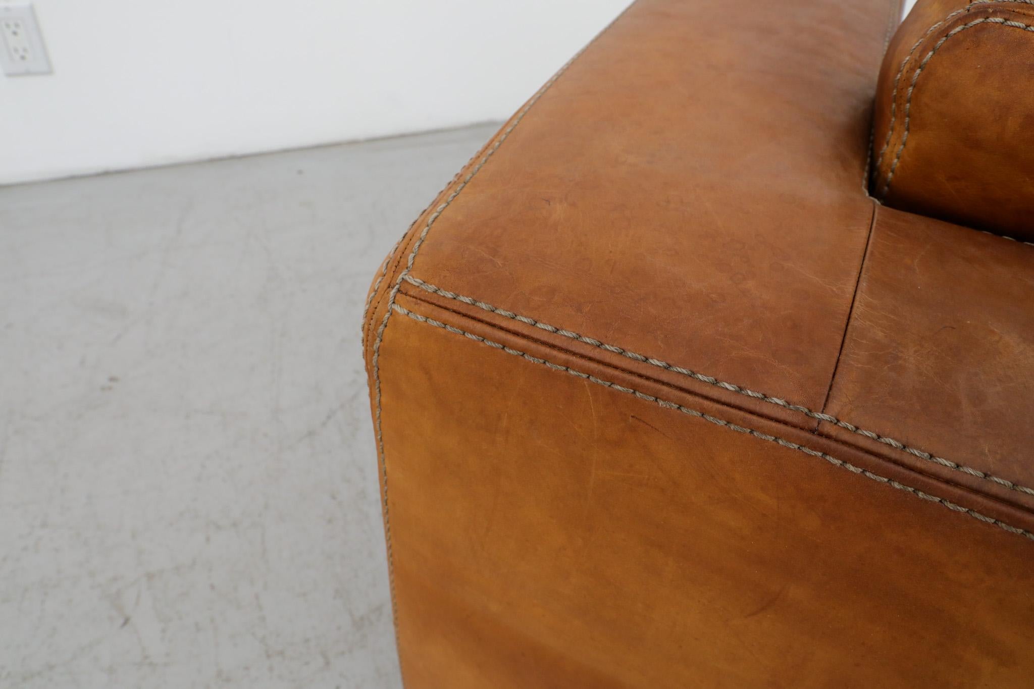 Gerard van den Berg Style soft Form Cognac Leather Love Seat by Durlet 12