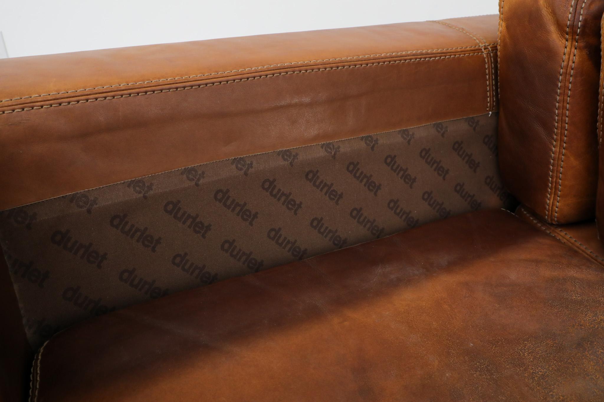 Gerard van den Berg Style soft Form Cognac Leather Love Seat by Durlet 13