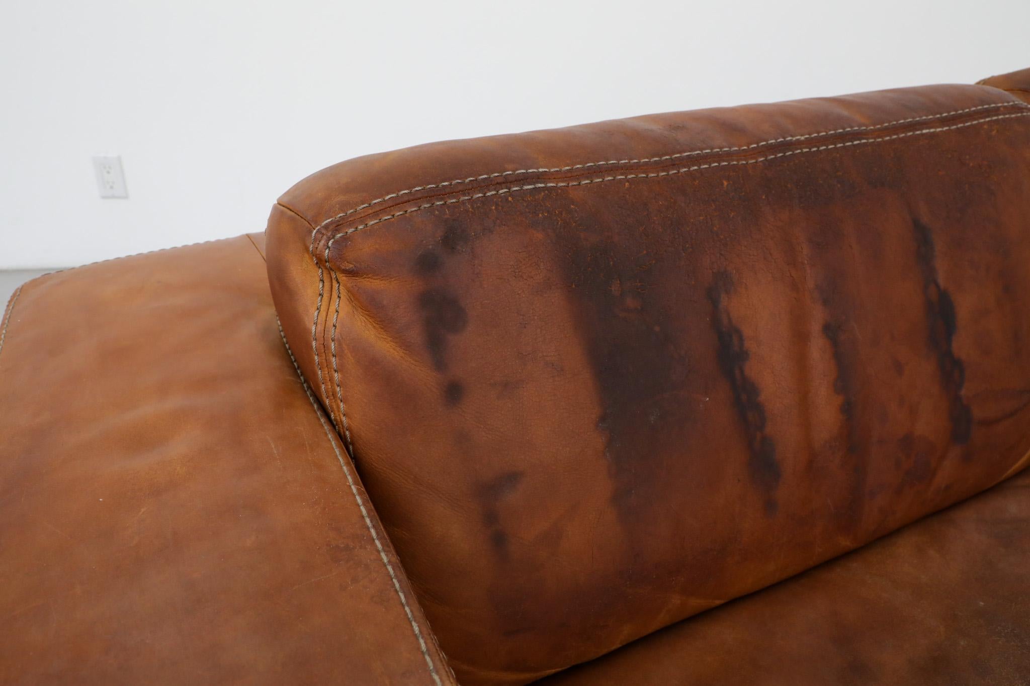 Gerard van den Berg Style soft Form Cognac Leather Love Seat by Durlet 2