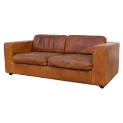 Gerard van den Berg Style soft Form Cognac Leather Love Seat by Durlet
