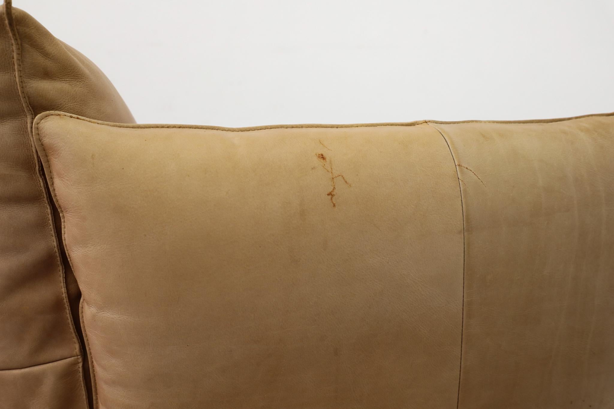 Gerard Van Den Berg Style Soft Form Canapé trois pièces en cuir camel en vente 5