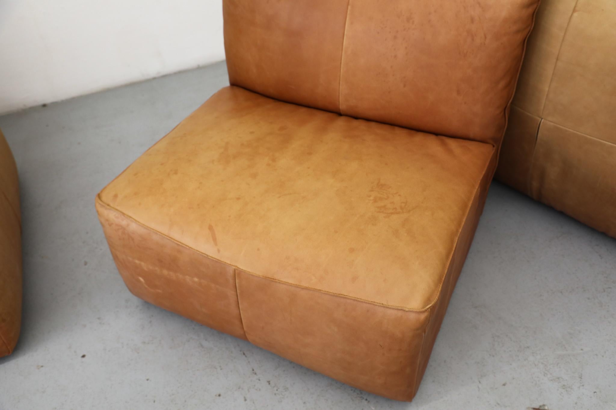 Gerard Van Den Berg Style Soft Form Canapé trois pièces en cuir camel en vente 7