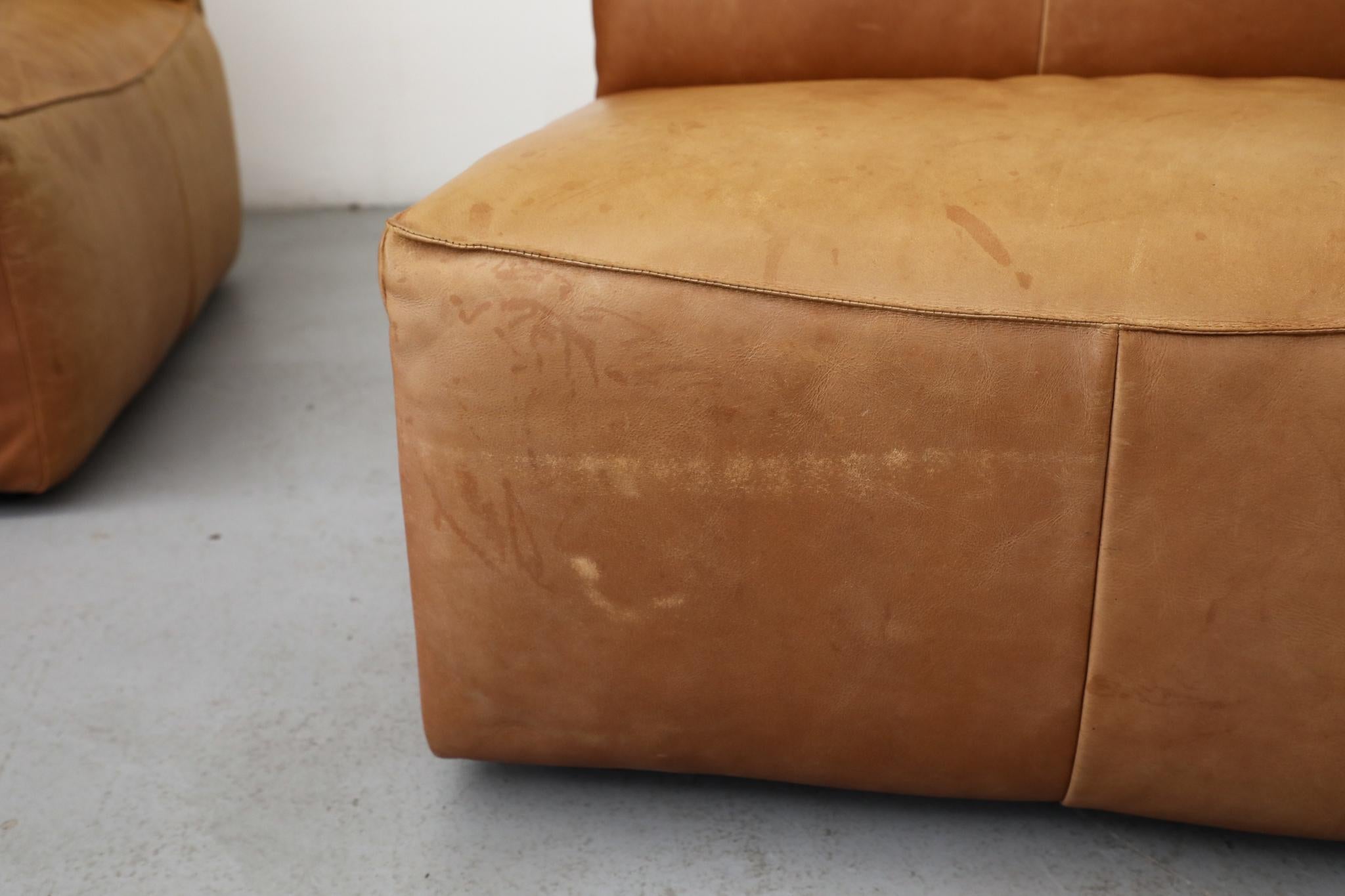 Gerard Van Den Berg Style Soft Form Canapé trois pièces en cuir camel en vente 8