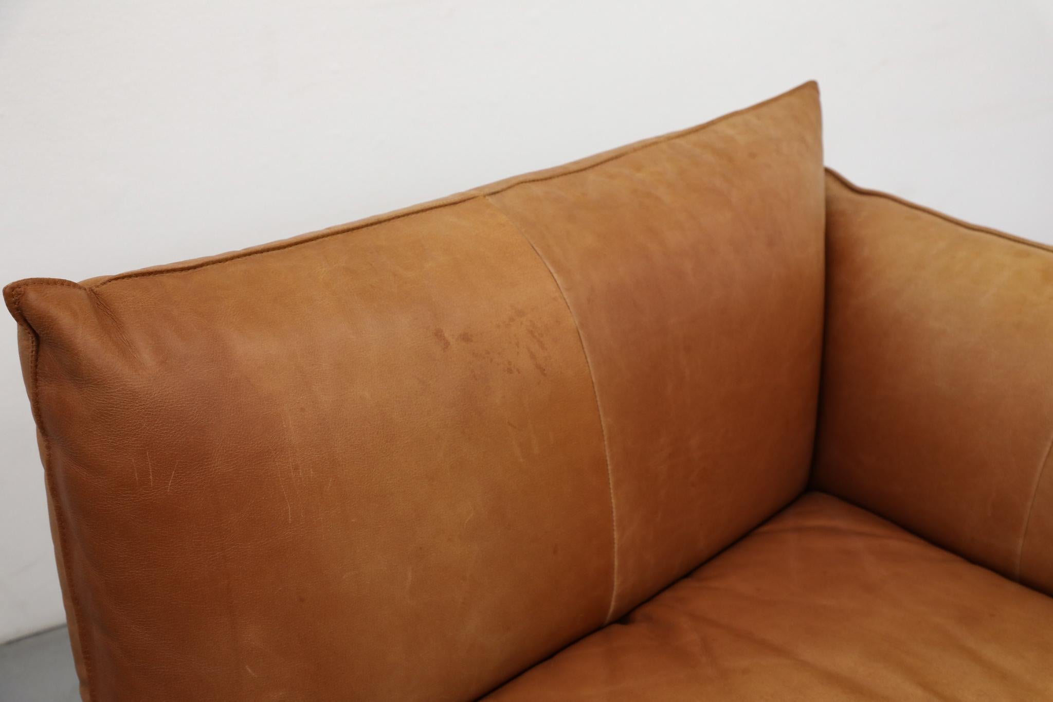 Gerard Van Den Berg Style Soft Form Canapé trois pièces en cuir camel en vente 9