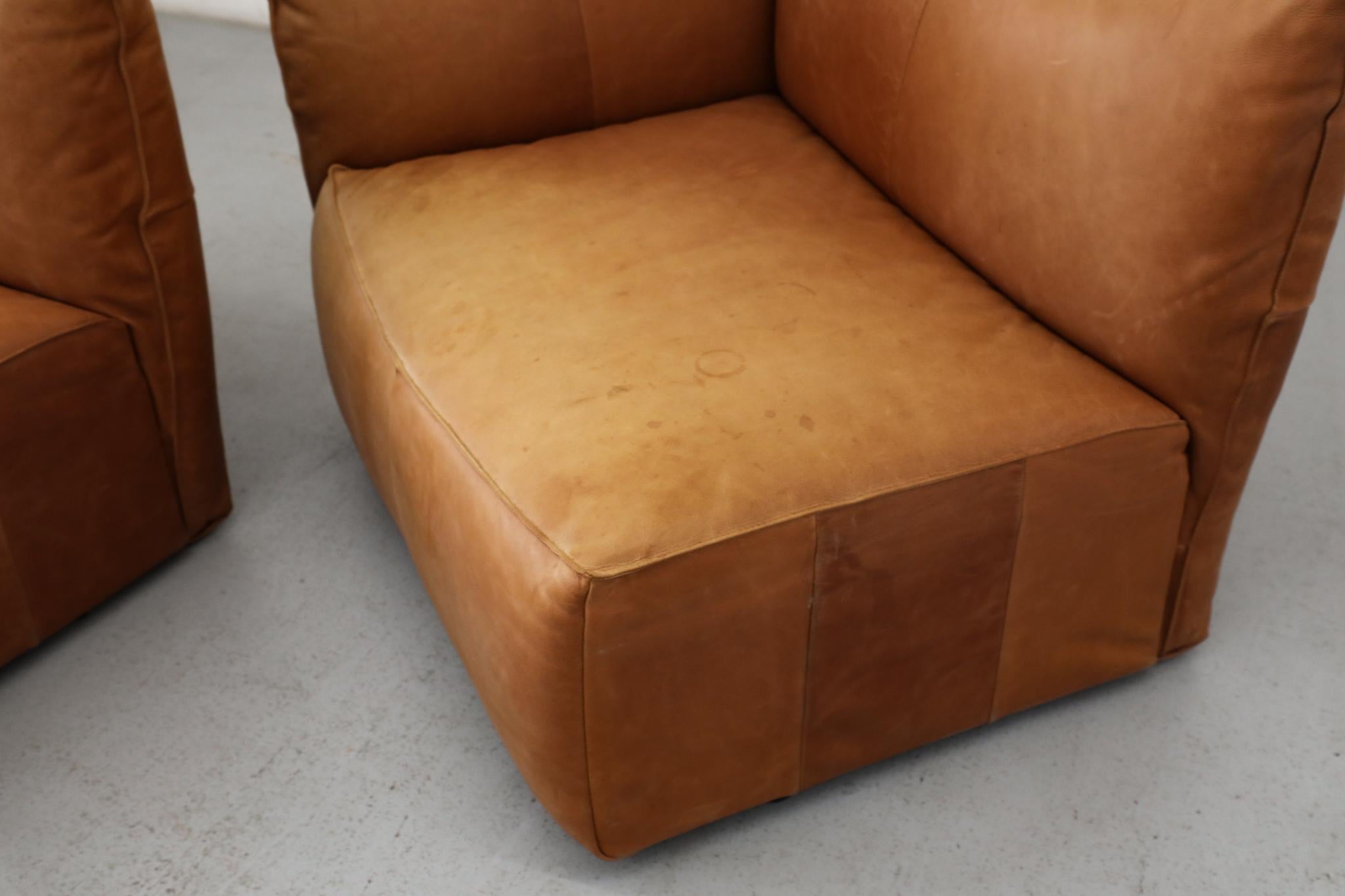 Gerard Van Den Berg Style Soft Form Canapé trois pièces en cuir camel en vente 10
