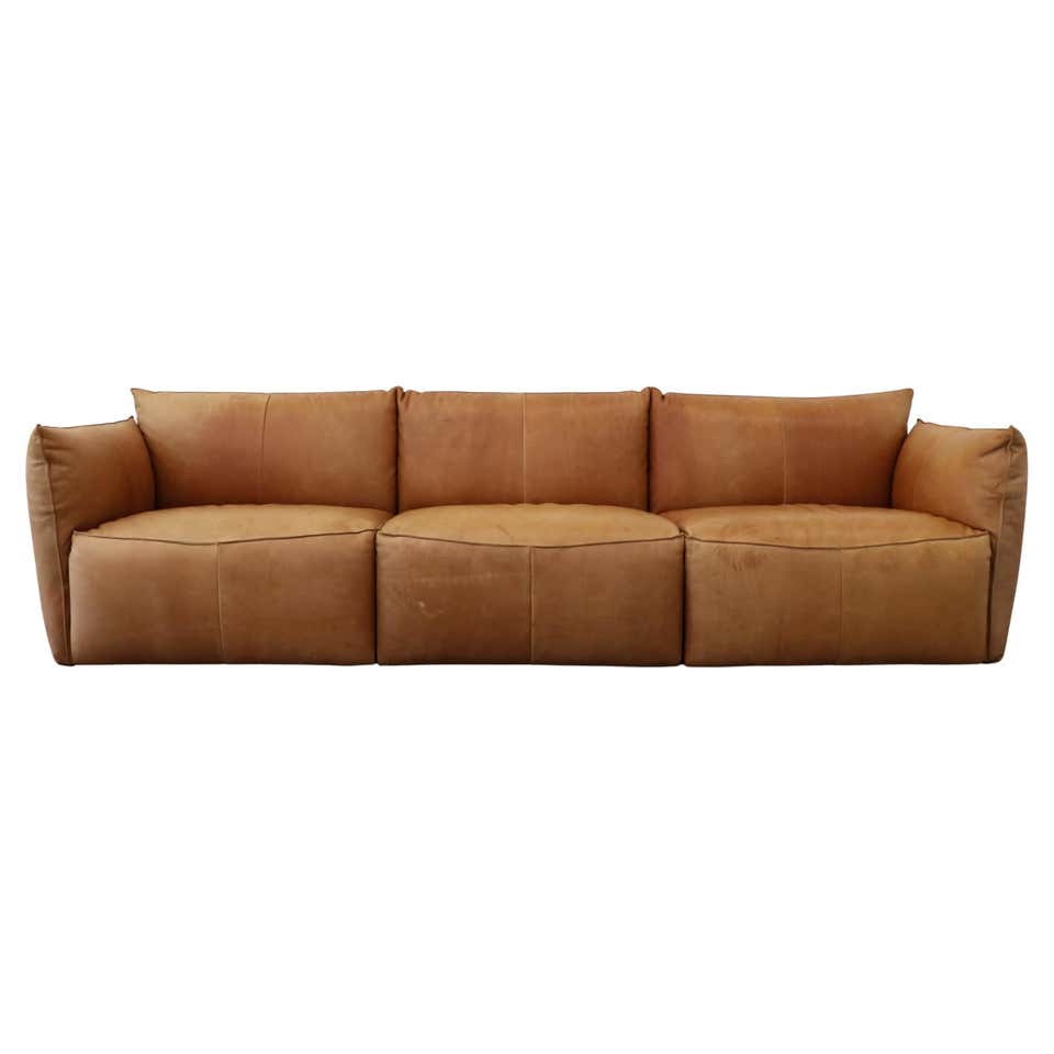 De Sede 'DS-15' Modular Sofa in Patinated Cognac Leather, Switzerland 1970's