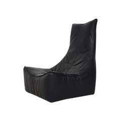 Gerard van den Berg "The Rock" Black Leather Lounge Chair, Dutch Design, 1970s