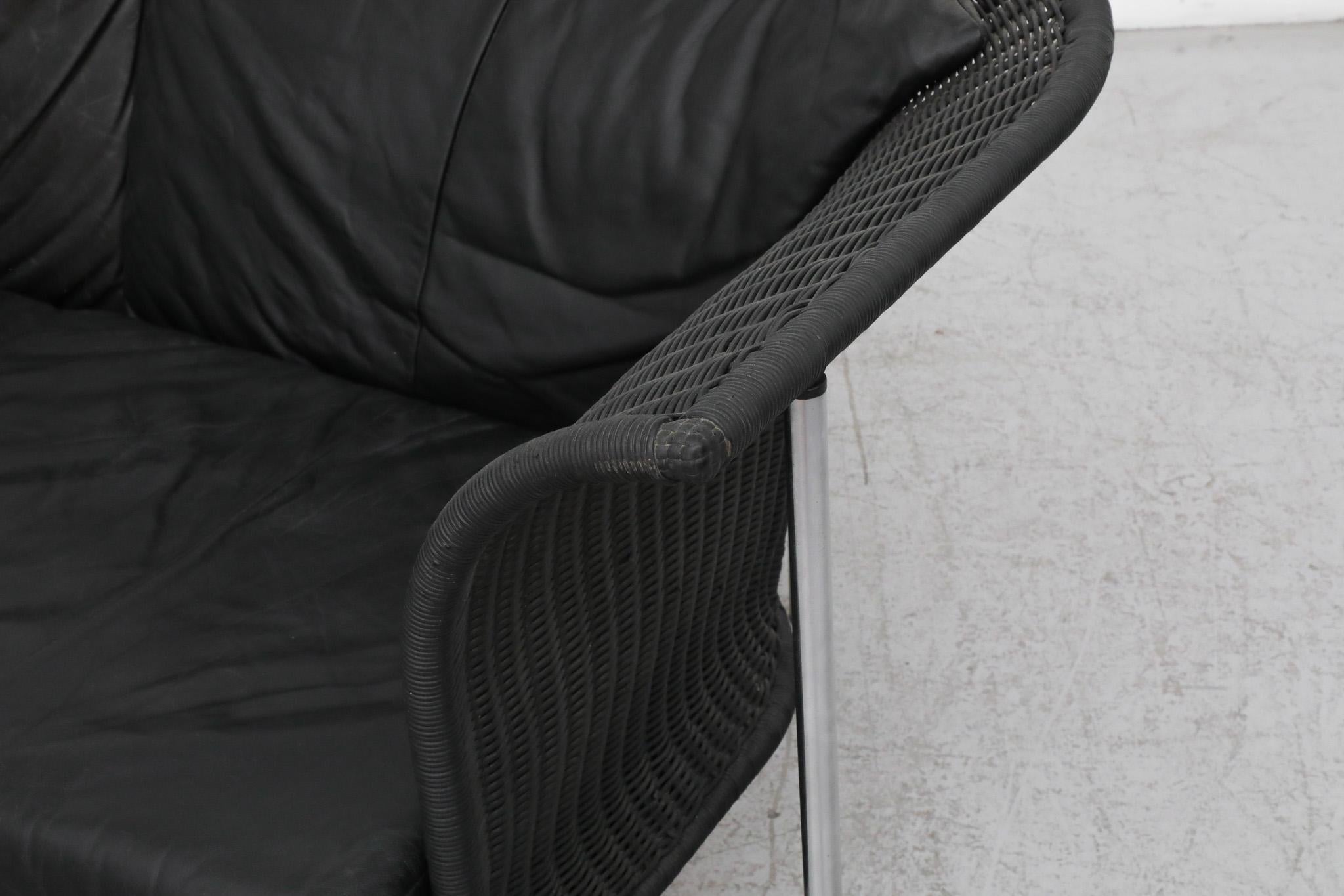 Gerard van den Berg For Rohe Noordwolde Wingback Black Rattan Loveseat For Sale 11