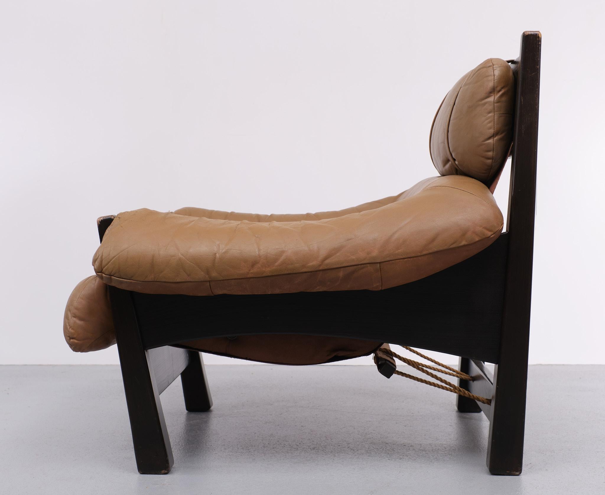 Gerard Van Der Berg Leather Lounge Chair, 1970s 4