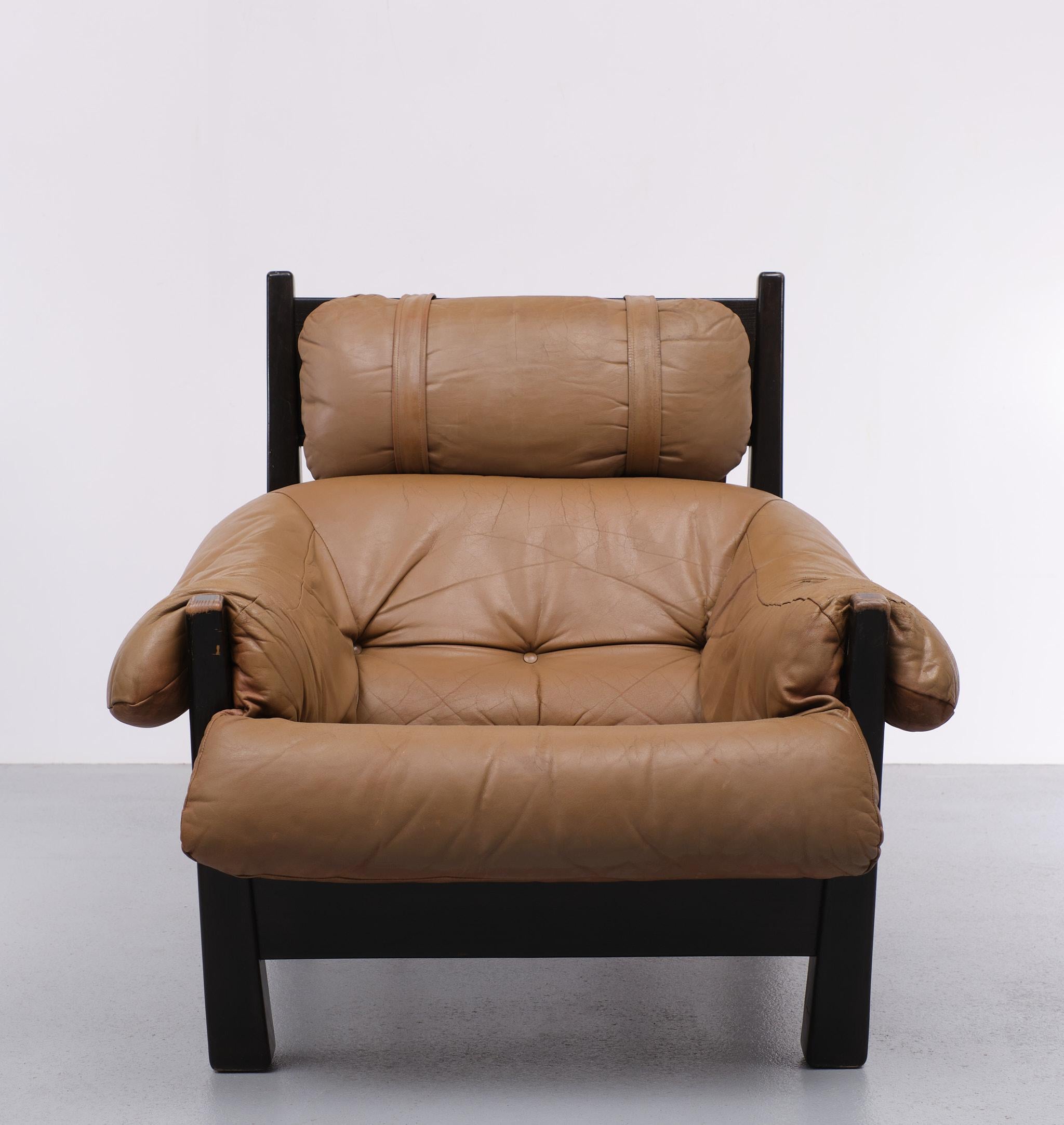 Mid-Century Modern Gerard Van Der Berg Leather Lounge Chair, 1970s