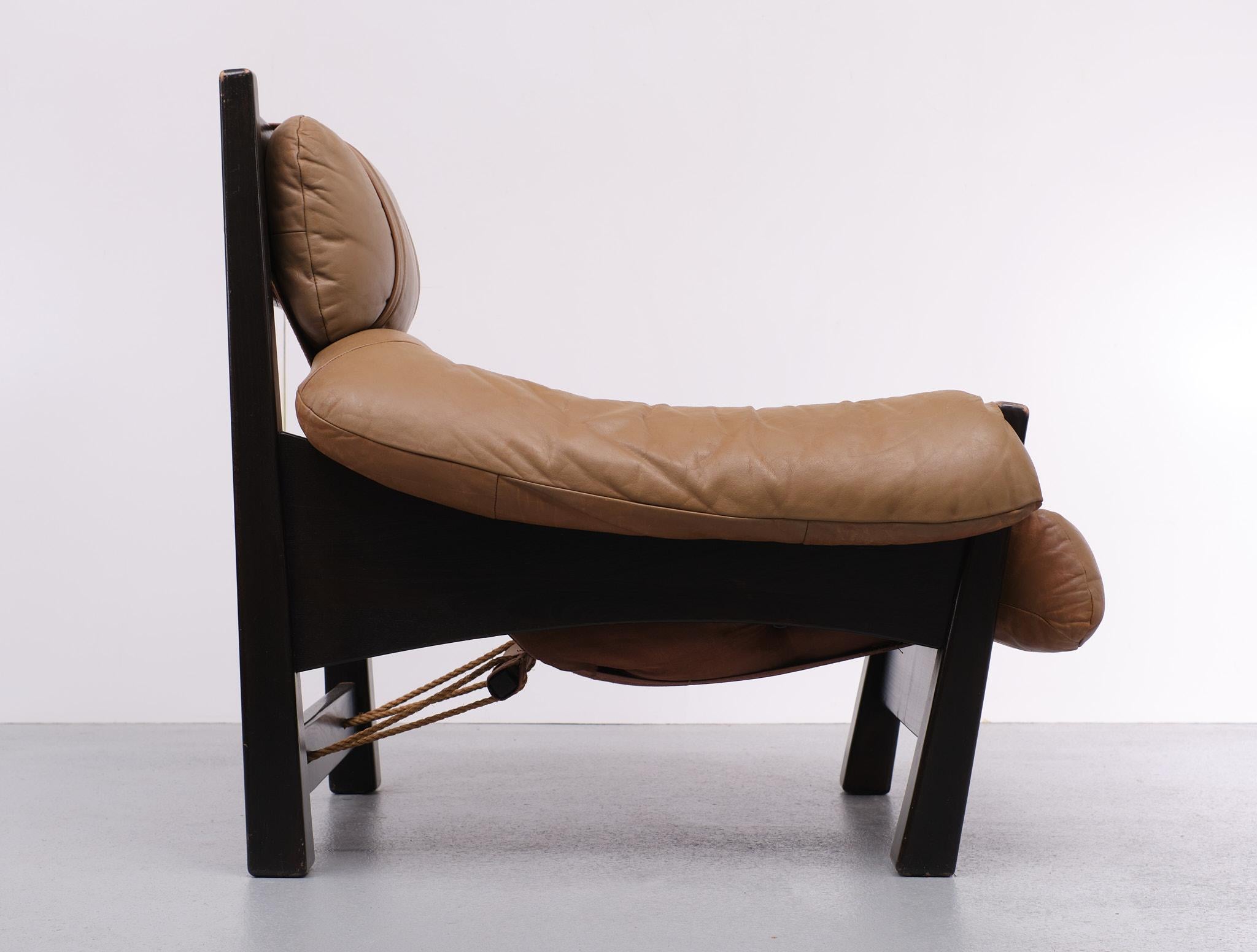 Gerard Van Der Berg Leather Lounge Chair, 1970s 1