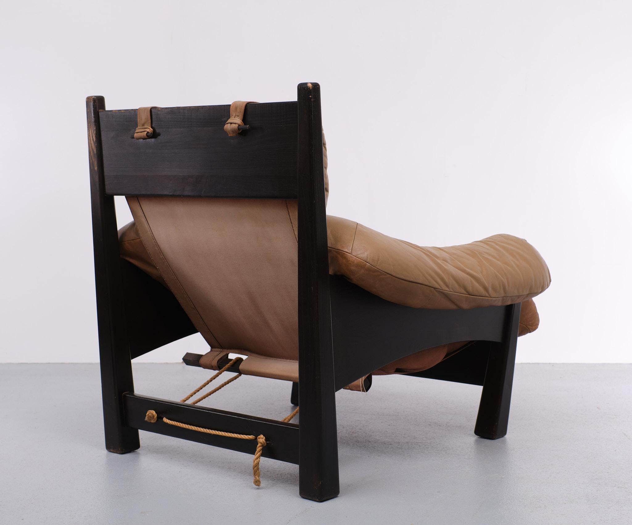 Gerard Van Der Berg Leather Lounge Chair, 1970s 2