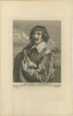 Gerard van Honthorst – Striking 17th Century Portrait Engraving after Van Dyck
