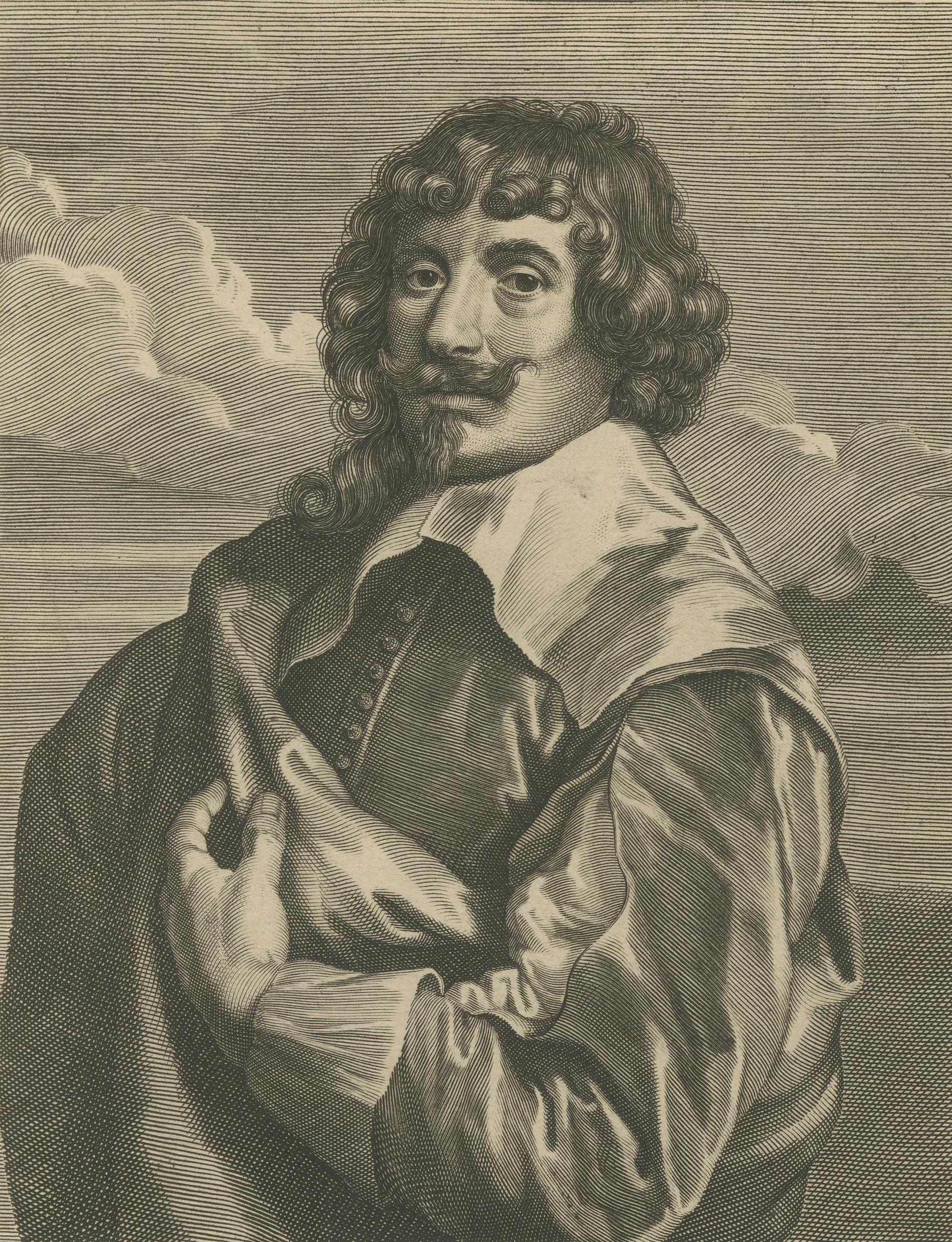 European Gerard van Honthorst – Striking 17th Century Portrait Engraving after Van Dyck For Sale