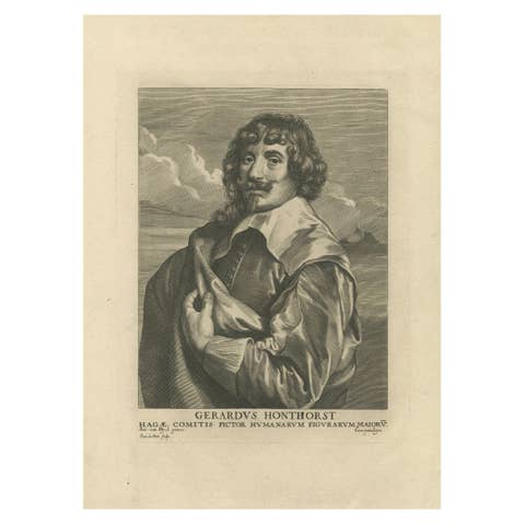 Gerard van Honthorst – Striking 17th Century Portrait Engraving after Van Dyck
