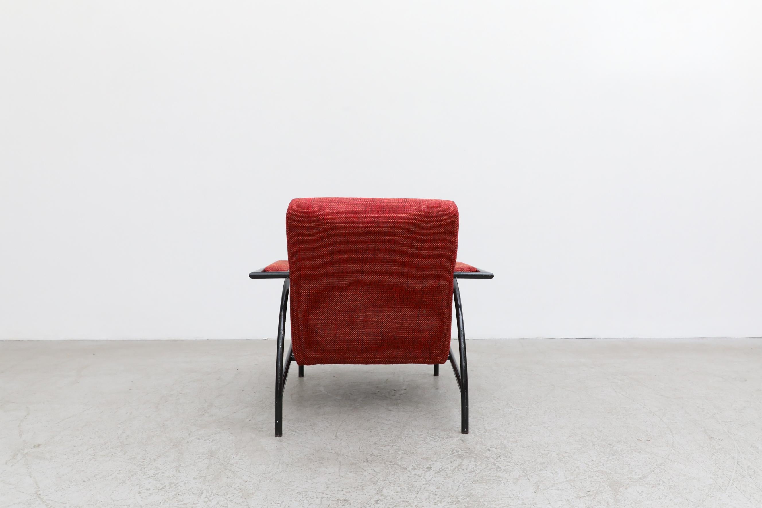 Gerard Vollenbrock Red Lounge Chair with Black Frame for Gelderland, 1980's For Sale 2