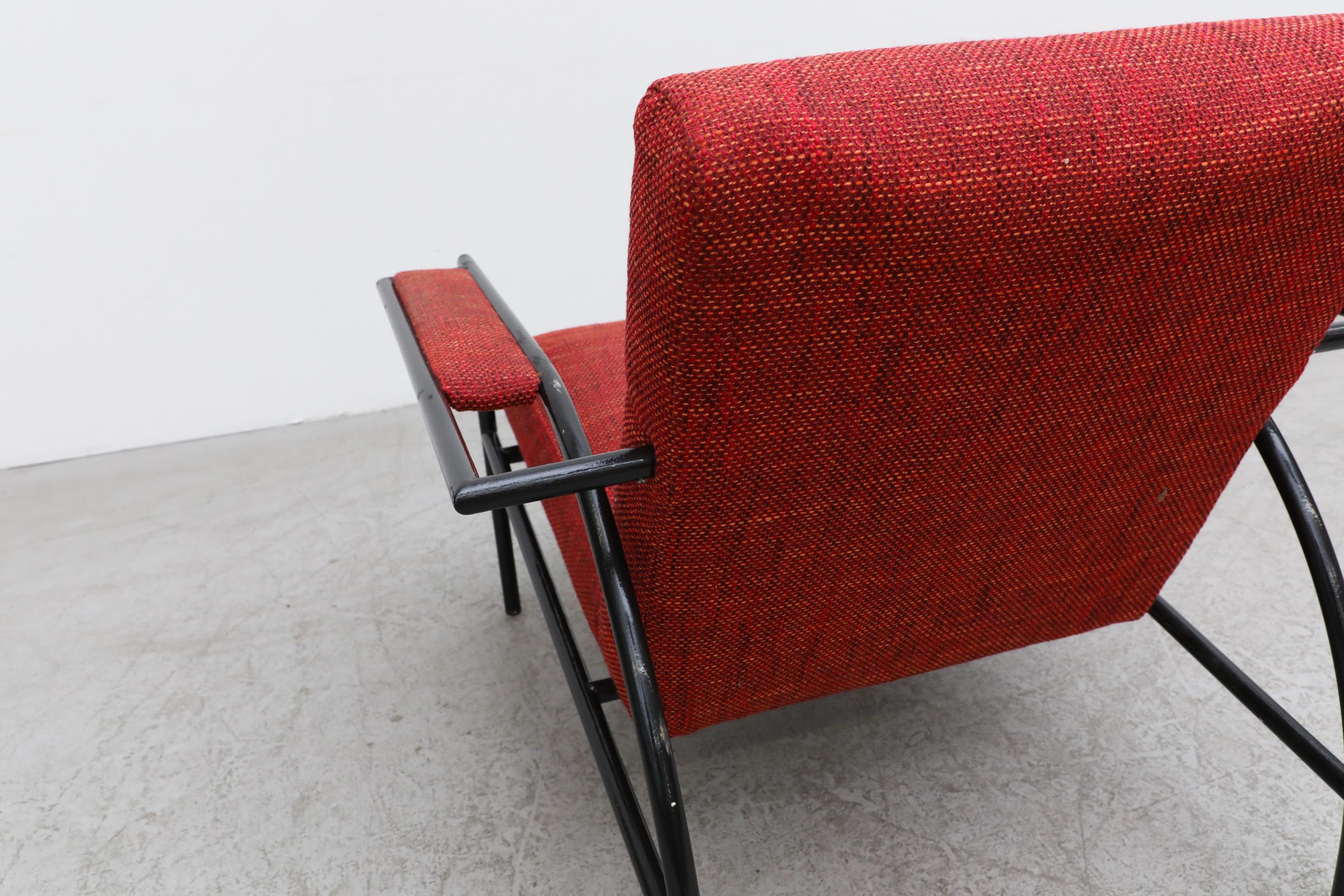 Gerard Vollenbrock Red Lounge Chair with Black Frame for Gelderland, 1980's For Sale 3