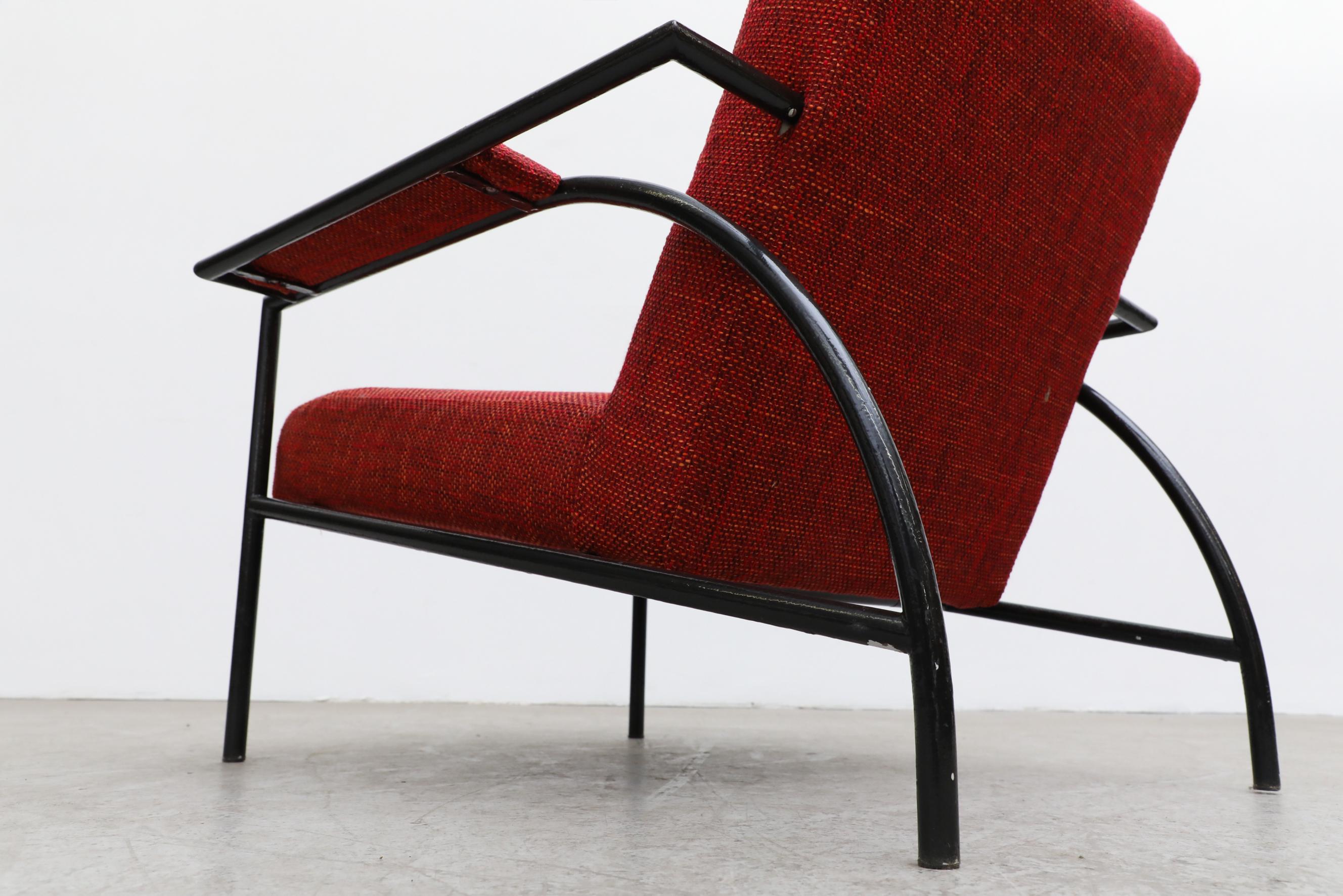 Gerard Vollenbrock Red Lounge Chair with Black Frame for Gelderland, 1980's For Sale 6