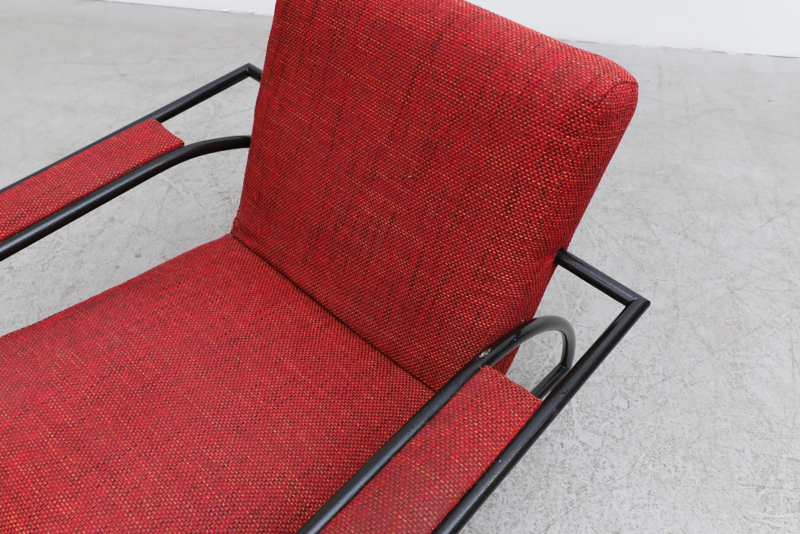 Gerard Vollenbrock Red Lounge Chair with Black Frame for Gelderland, 1980's For Sale 10