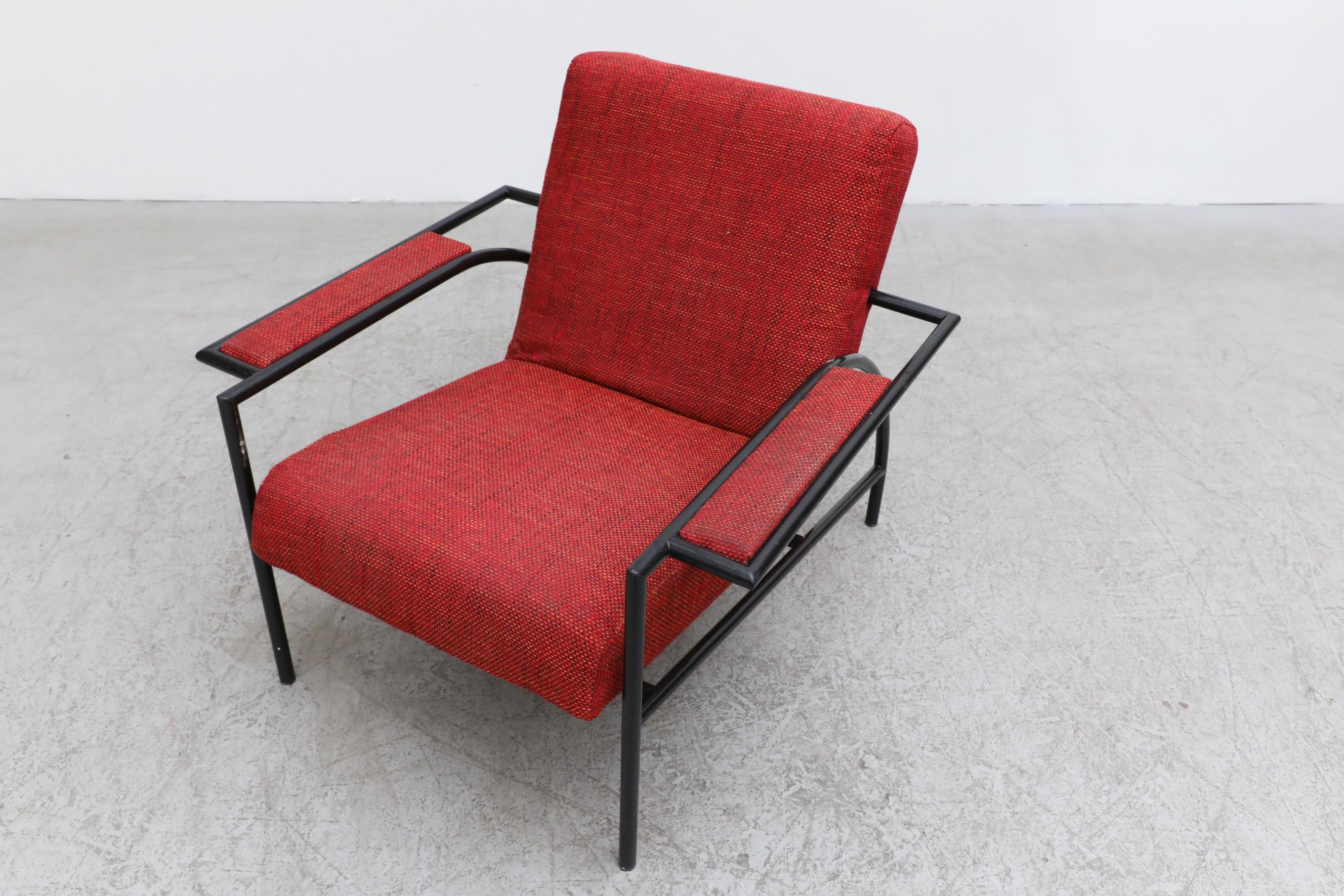 Gerard Vollenbrock Red Lounge Chair with Black Frame for Gelderland, 1980's For Sale 12