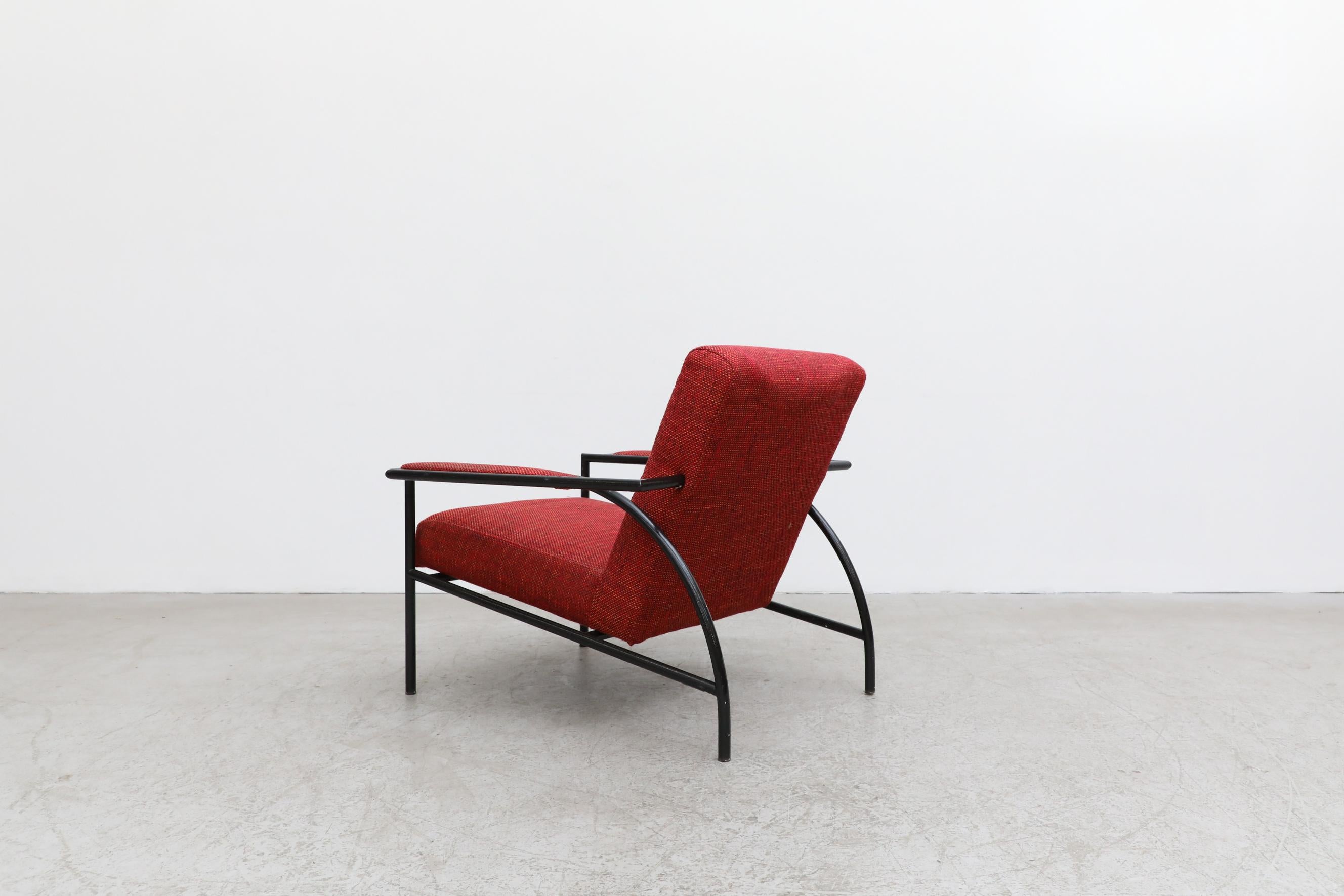 Late 20th Century Gerard Vollenbrock Red Lounge Chair with Black Frame for Gelderland, 1980's For Sale