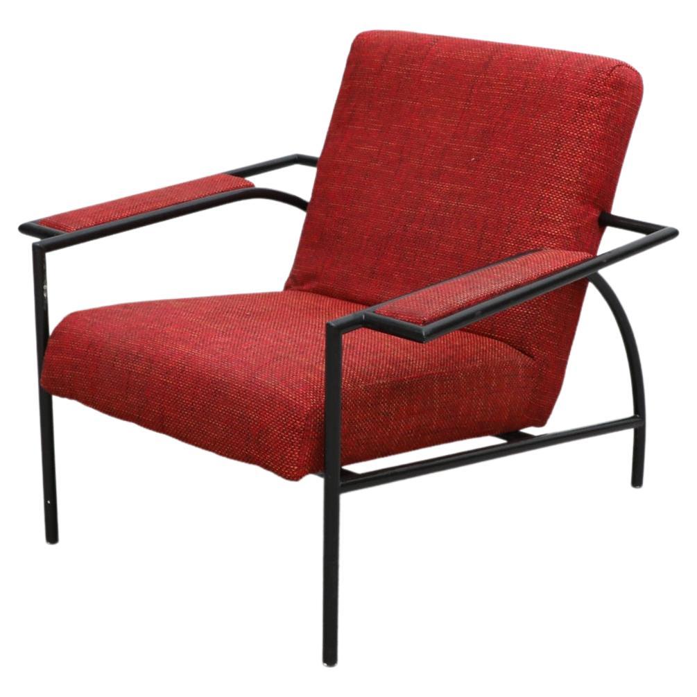 Gerard Vollenbrock Red Lounge Chair with Black Frame for Gelderland, 1980's For Sale