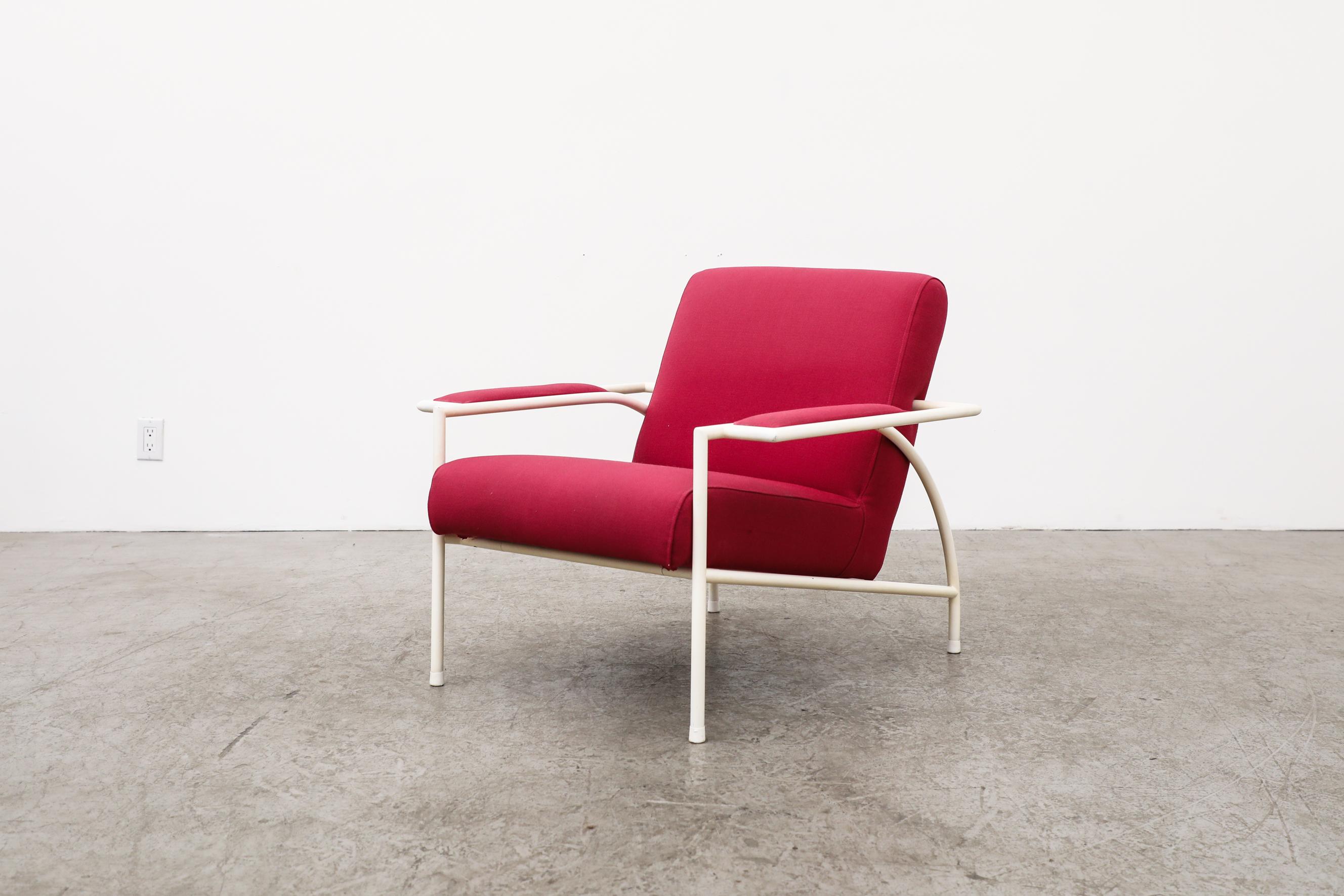 Mid-Century Modern Gerard Vollenbrock Pink Lounge Chair w/ White Frame for Gelderland, 1980's For Sale