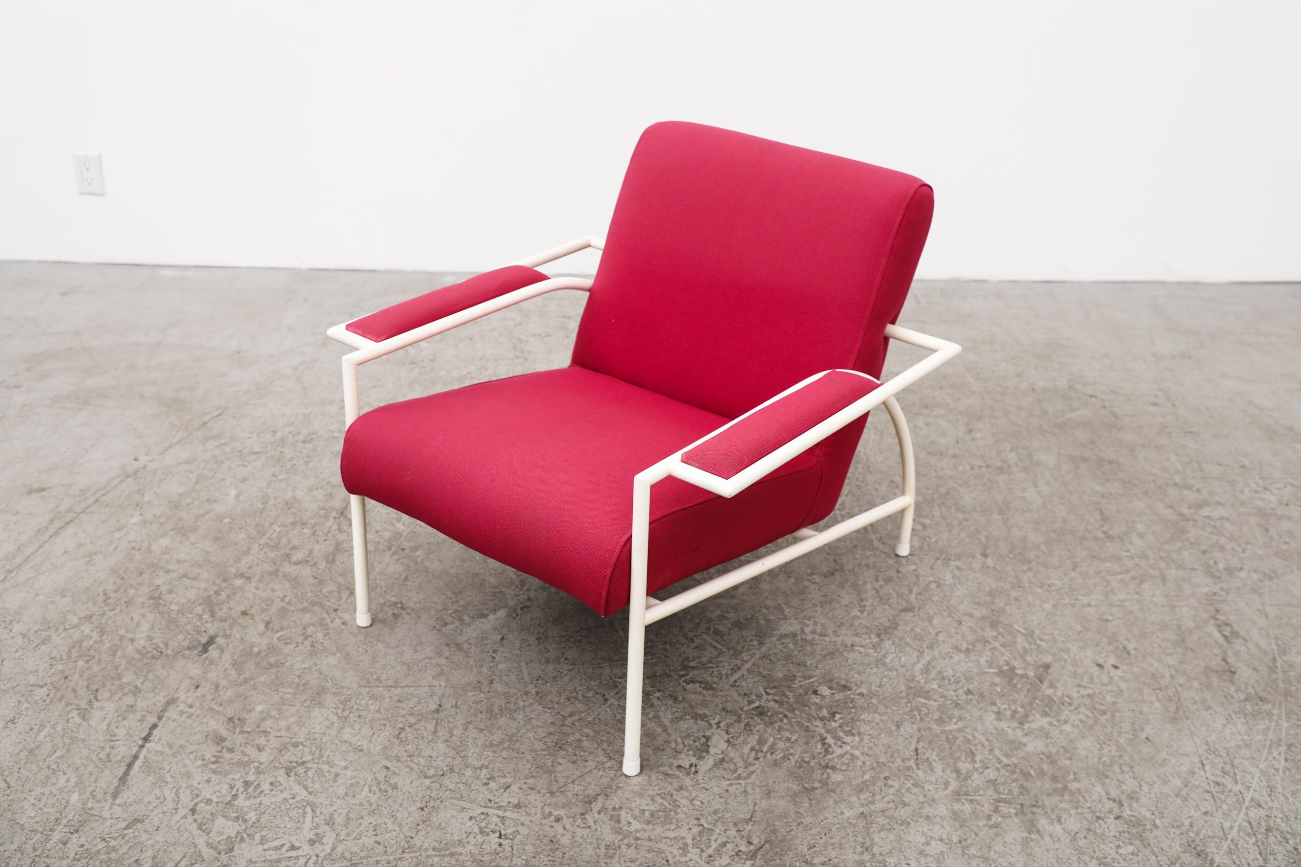 Dutch Gerard Vollenbrock Pink Lounge Chair w/ White Frame for Gelderland, 1980's For Sale