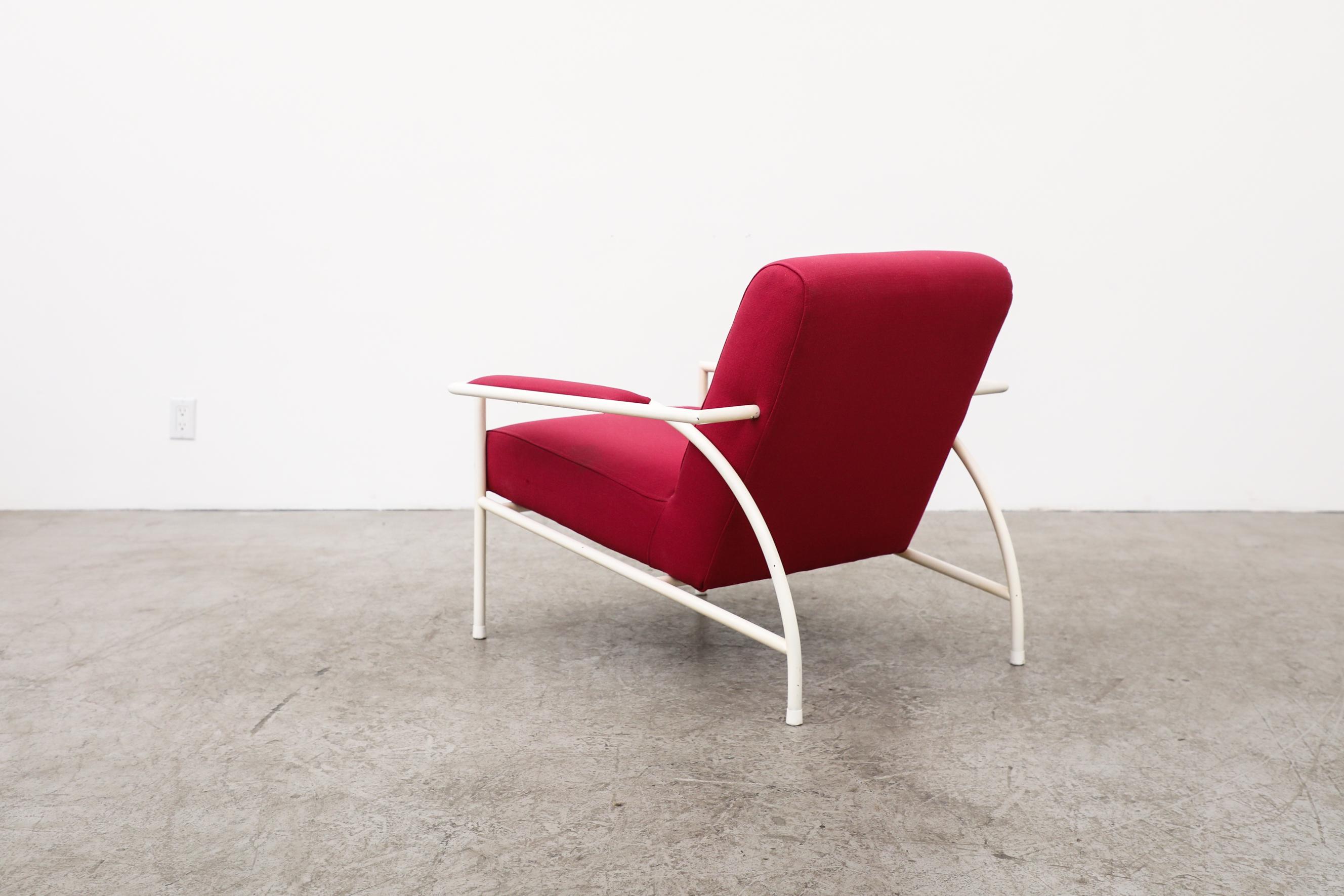 Late 20th Century Gerard Vollenbrock Pink Lounge Chair w/ White Frame for Gelderland, 1980's For Sale