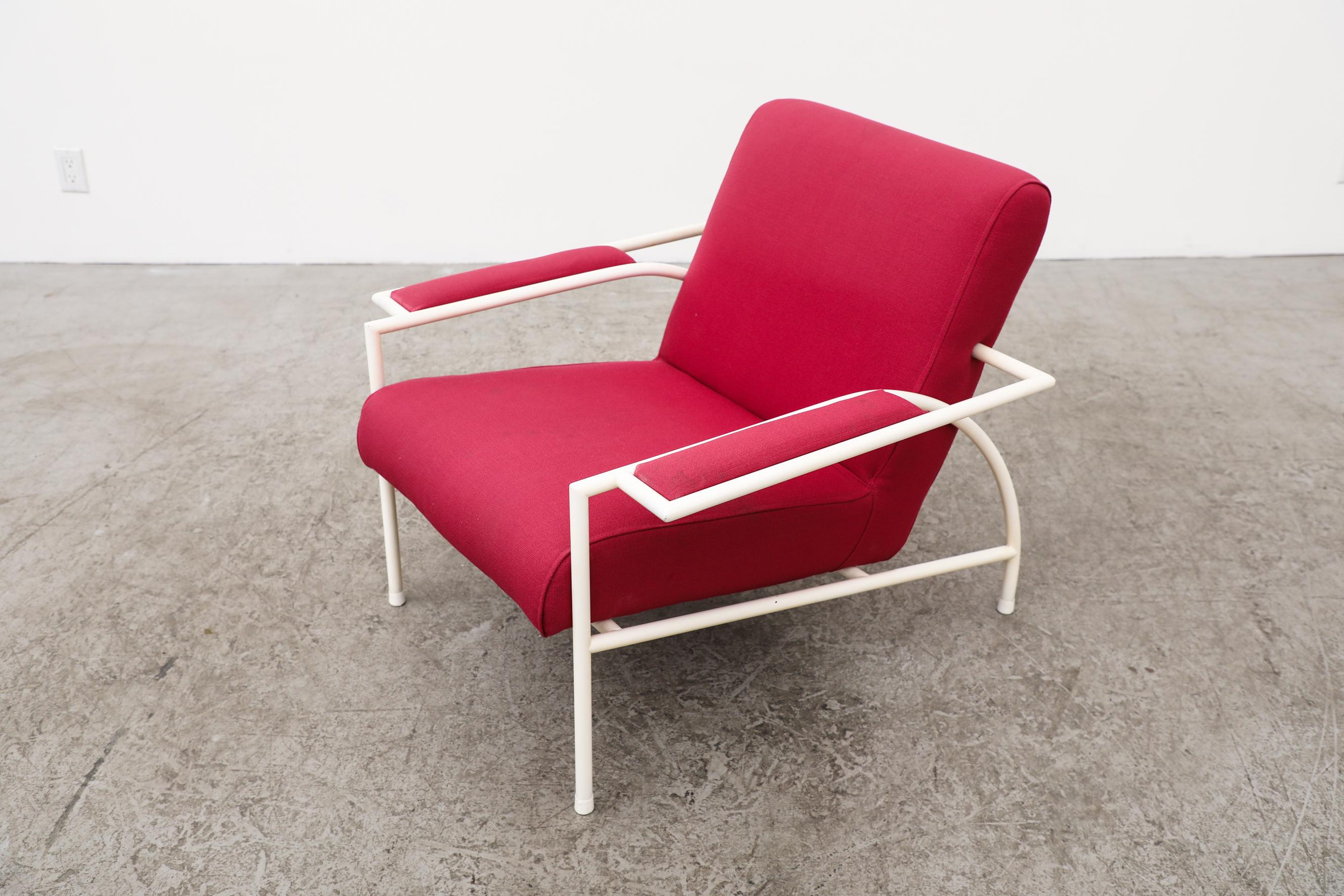 Gerard Vollenbrock Pink Lounge Chair w/ White Frame for Gelderland, 1980's For Sale 1