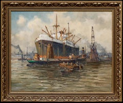 Gerard Wiegman (1875-1964) - Mid 20th Century Oil, Loading the Cargo Ship