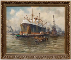 Gerard Wiegman (1875-1964) - Mid 20th Century Oil, Loading the Cargo Ship