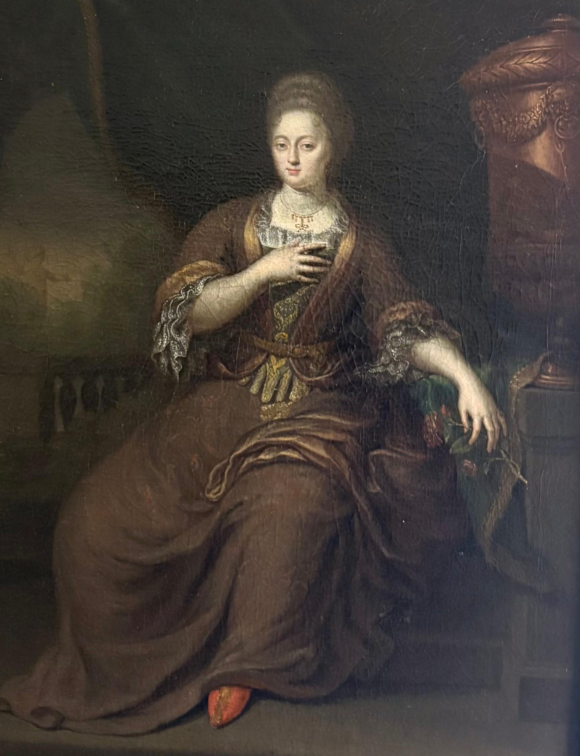 Ritratto di Dama con Gioielli Scuola Olandese XVIII secolo Firmato con Cornice - Portrait Painting Black di Gerard Wigmana