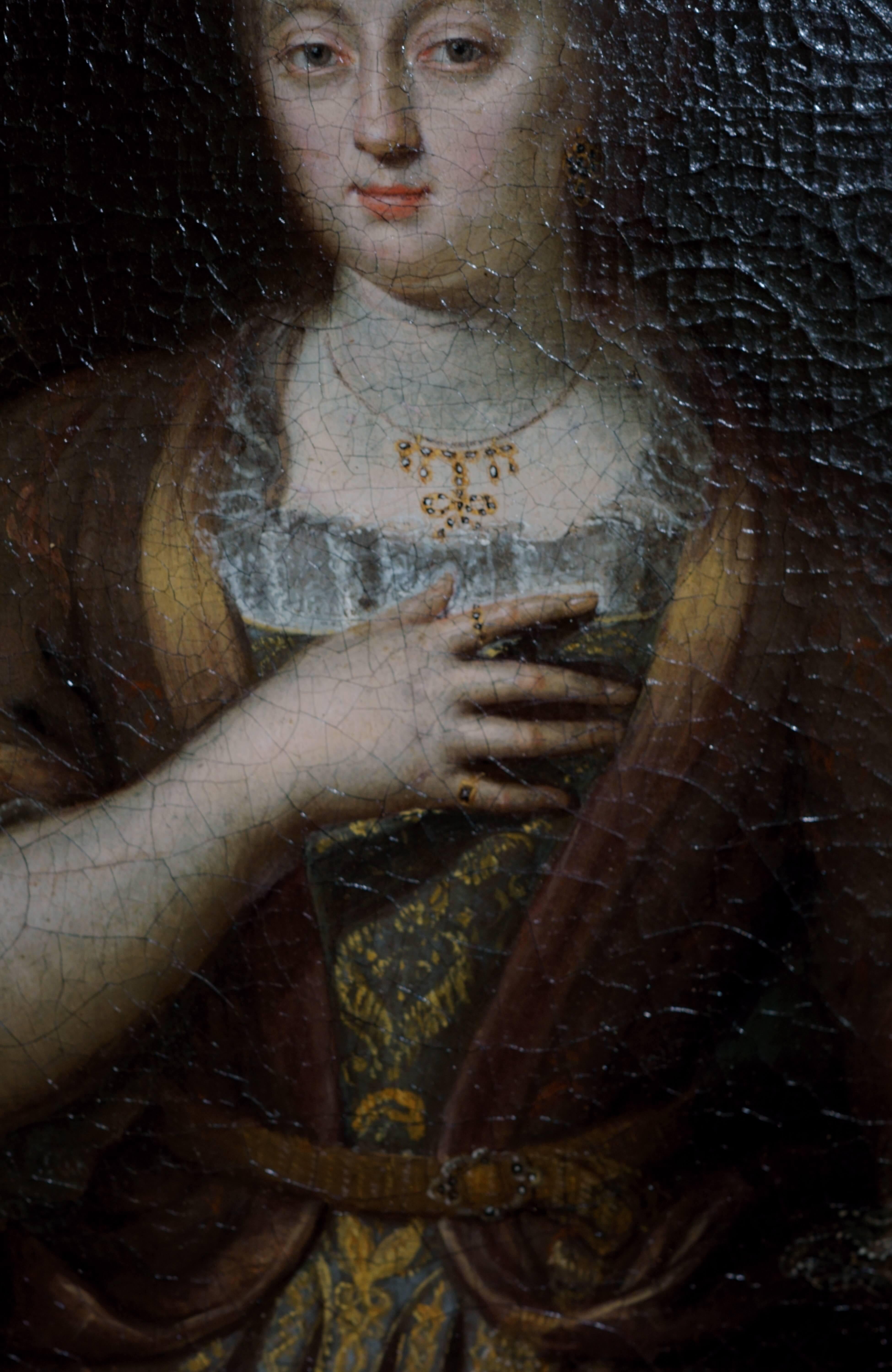 Retrato de dama con joyas Escuela holandesa Siglo XVIII Firmado con marco en venta 1