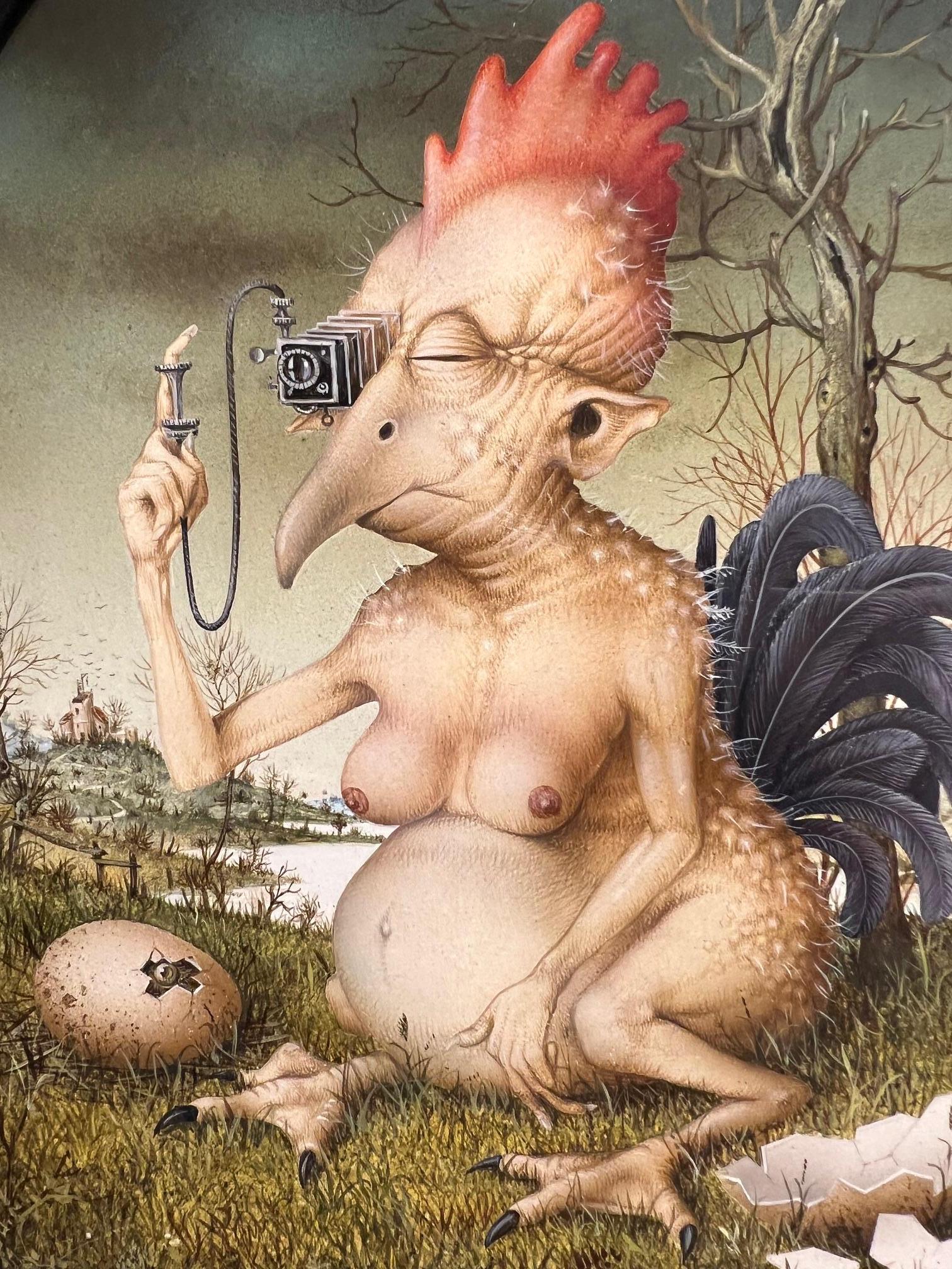 Je Boycotte Kodac Boycot Kodak Tempera on Panel Painting Surrealism In Stock For Sale 1