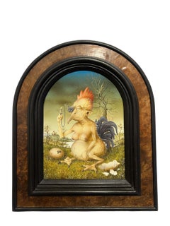 Je Boycotte Kodac Boycot Kodak Tempera on Panel Painting Surrealism In Stock