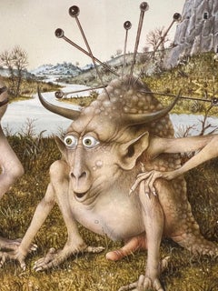 l 'Acuponcteur Espagnol Spanish Accupuncturist Tempera on Panel In Stock