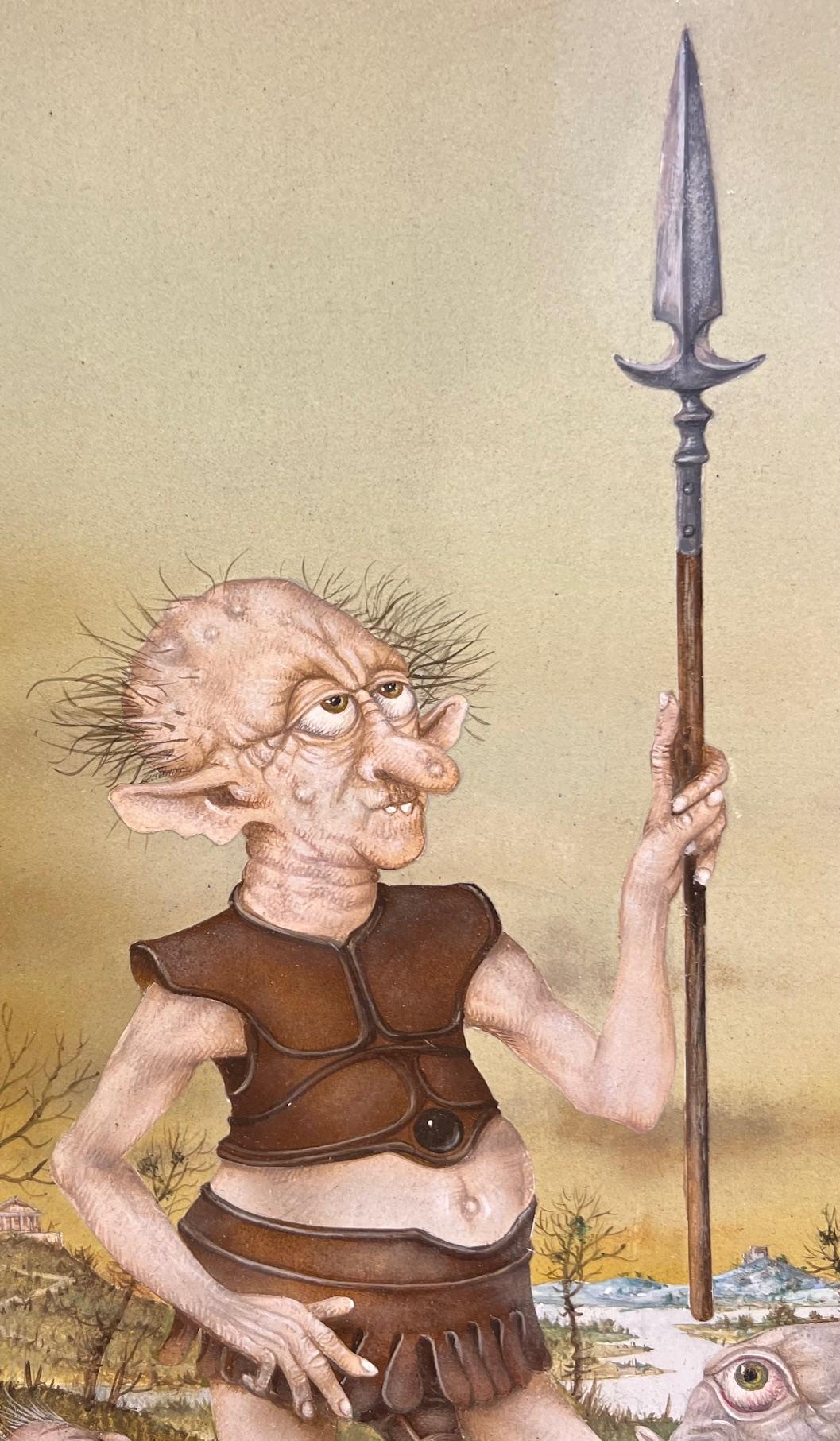 La Chute d'Icare Tempera on Panel Painting Icarus Falling Mythe Surreel In Stock. Sizes including frame.

Gérard Willemenot was born on February 11, 1943.

The World War and the deportation of his father to Mauthausen will strongly mark his