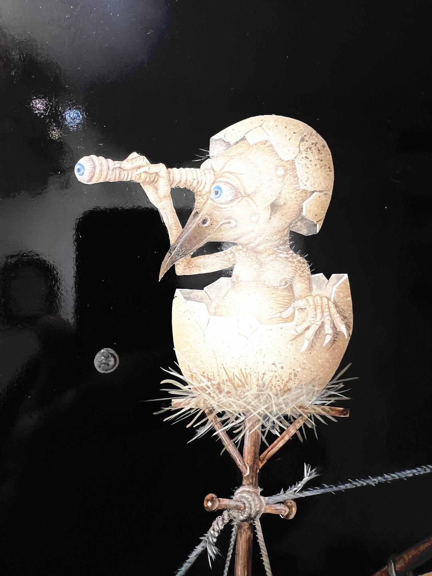 La Conquête du Ciel Eroberung des Himmels Surrealismus A Space Kreatur der Gegenwart

Gérard Willemenot wurde am 11. Februar 1943 geboren.
Der Zweite Weltkrieg und die Deportation seines Vaters nach Mauthausen haben seine Kindheit tiefgreifend