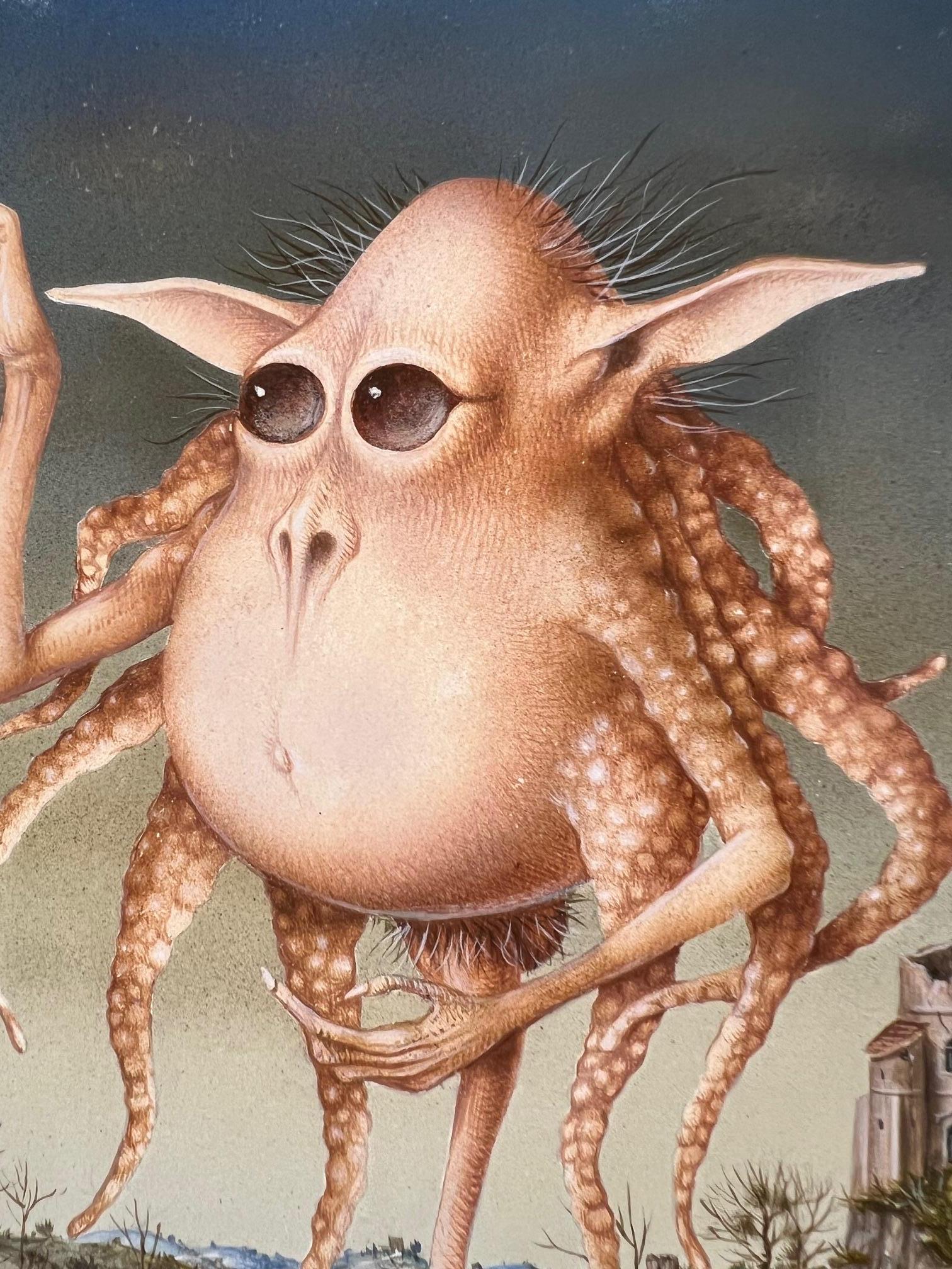 La Globule Die Blutzelle Tempera auf Tafel Gemälde Surrealismus Auf Lager – Painting von Gérard Willemenot