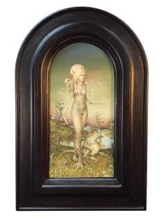La Princesse de l'Eau Water Princess Tempera on Panel Surrealism In Stock